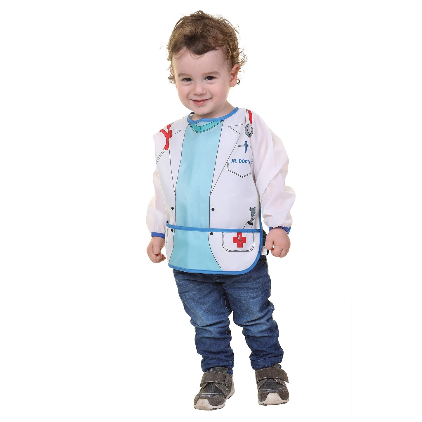 Dreambaby Baberos de personaje: Doctor y Veterinario, 2 piezas, Manga larga, Plástico impermeable fácil de limpiar, con bolsillo, ideal para comer o pintar, niños de 1 a 4 años