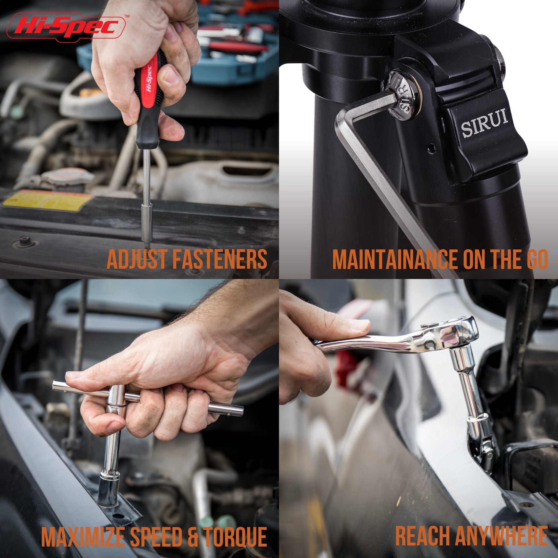 Hi-Spec Juego de Herramientas para Mecánica Automotriz de 67 Piezas. Herramientas Manuales de Bricolaje para Reparación y Mantenimiento de Automóviles, Bicicletas, y Motos. con Maletin de Transporte