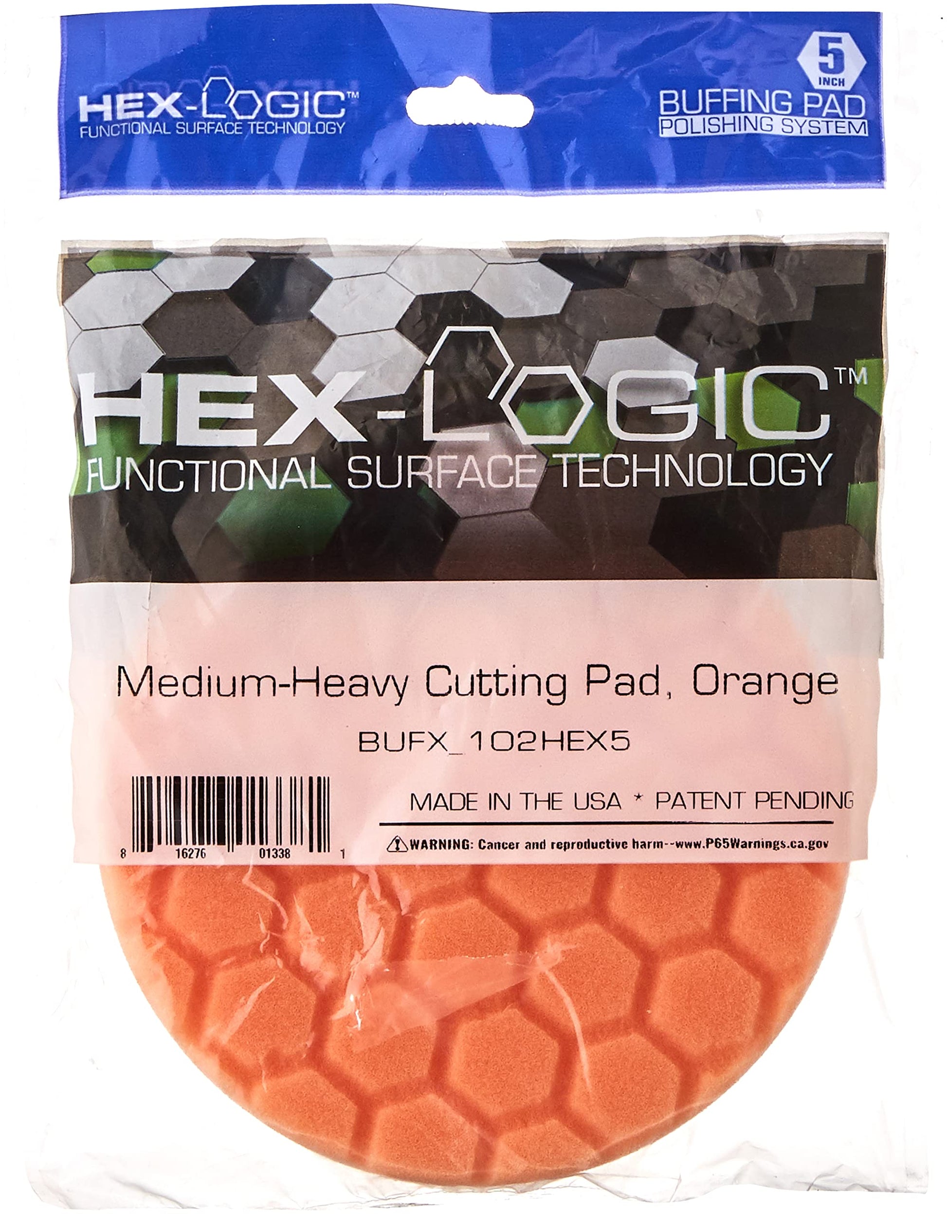 chemical guys Hex-Logic Pad, Esterilla de corte mediana pesada, Anaranjado, 13.97 cm