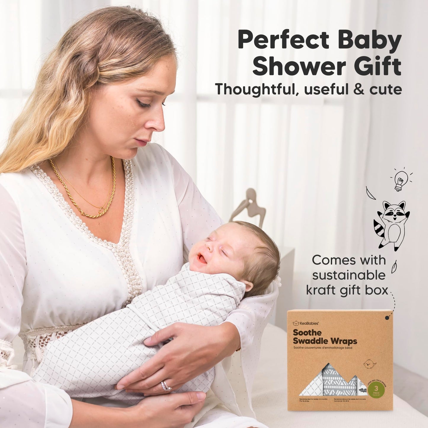 Paquete de 3 bolsas de dormir orgánicas para bebés – Mantas para recién nacidos, bebés de 3 a 6 meses, niñas, niños, saco de dormir suave y cómodo, mantas para bebés recién nacidos, fáciles de usar