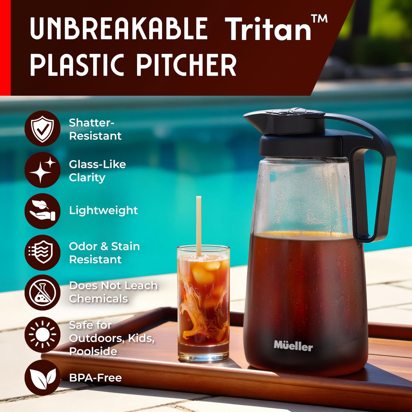 Cafetera Helado Mueller Transparente Jarra Tritan Resistente a Fugas