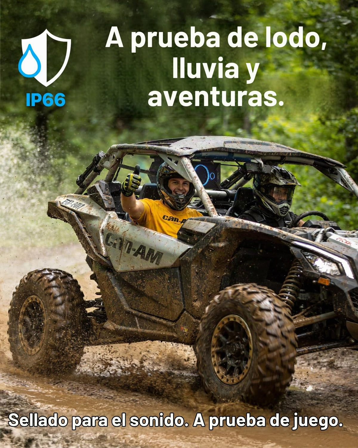 Barra de Sonido GoHawk Negra con Luces RGB e Impermeable IP66 para UTV y ATV Compatible con Polaris