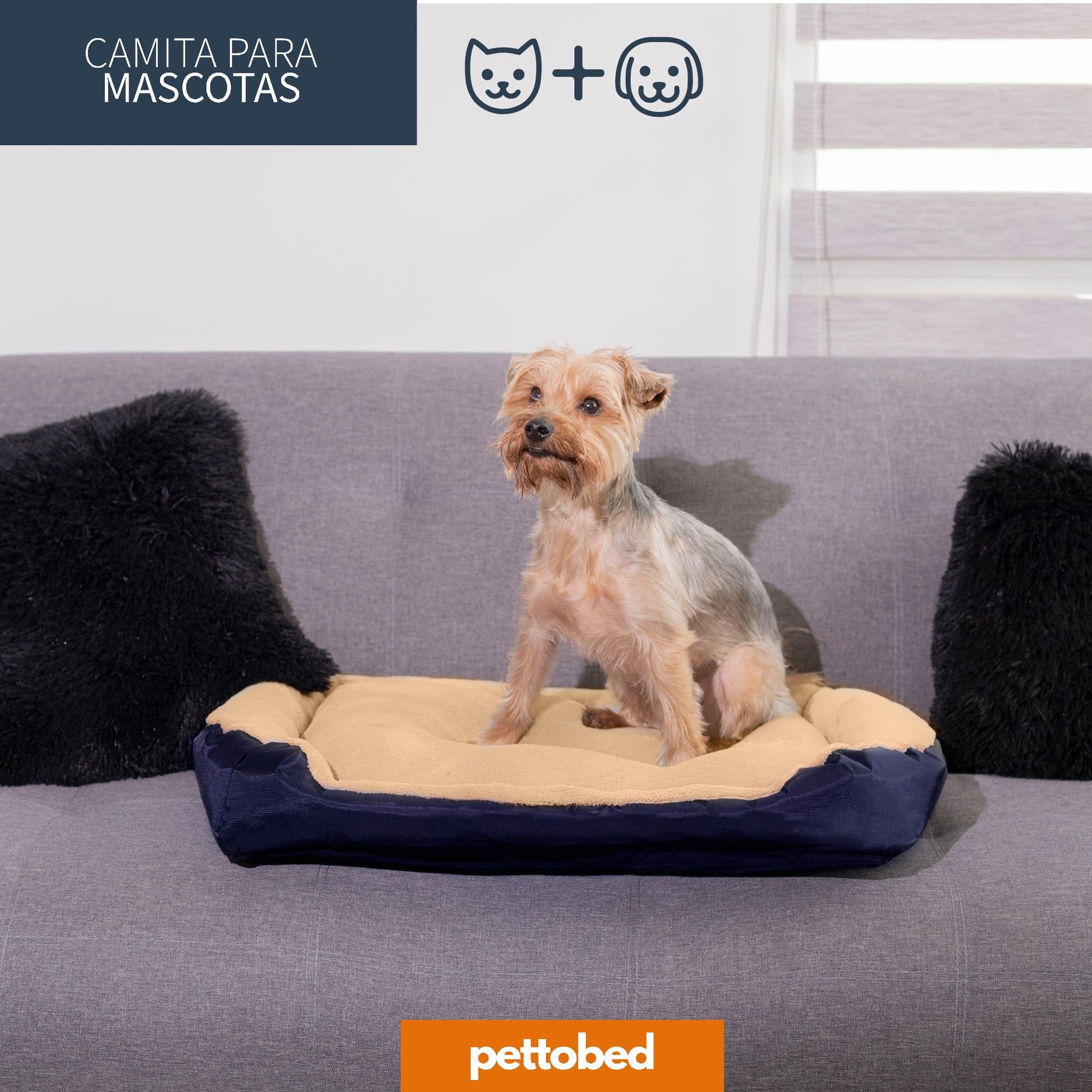 Camita Redonda Resistente PET TO BED Base Estable Micofibra Lavable para Mascotas