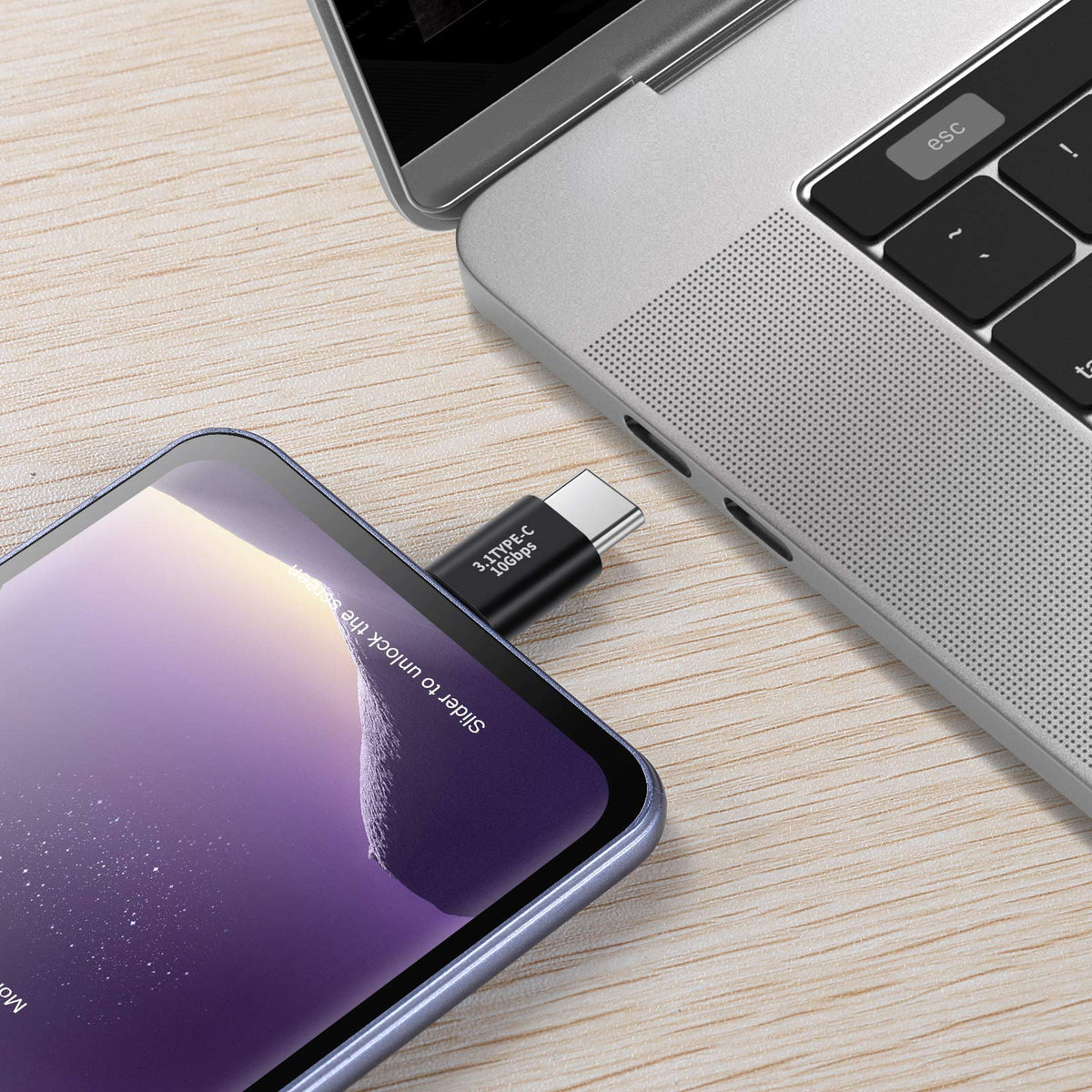 Adaptador USB C BOLS Plata con Tasa de 10 GBbps y Carga Rápida