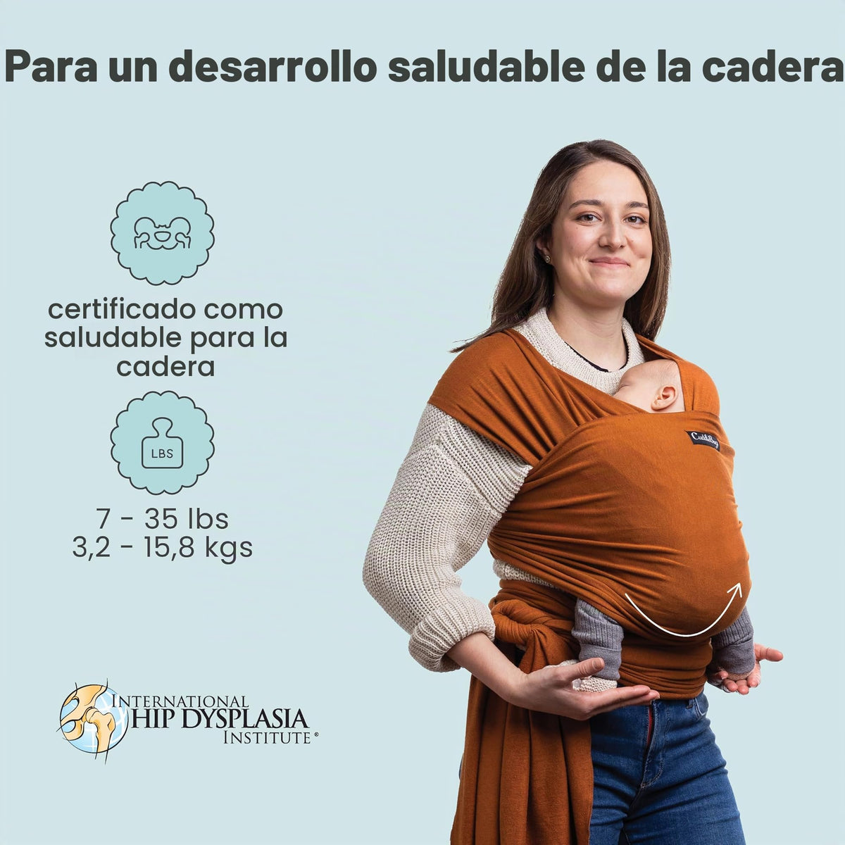 Cuddlebug Portabebés para bebé - Portabebés de envoltorio manos libres - Portabebés suaves y elásticos - Portabebés de recién nacido a niño pequeño 3-16 kg - Talla única - Salud para las caderas