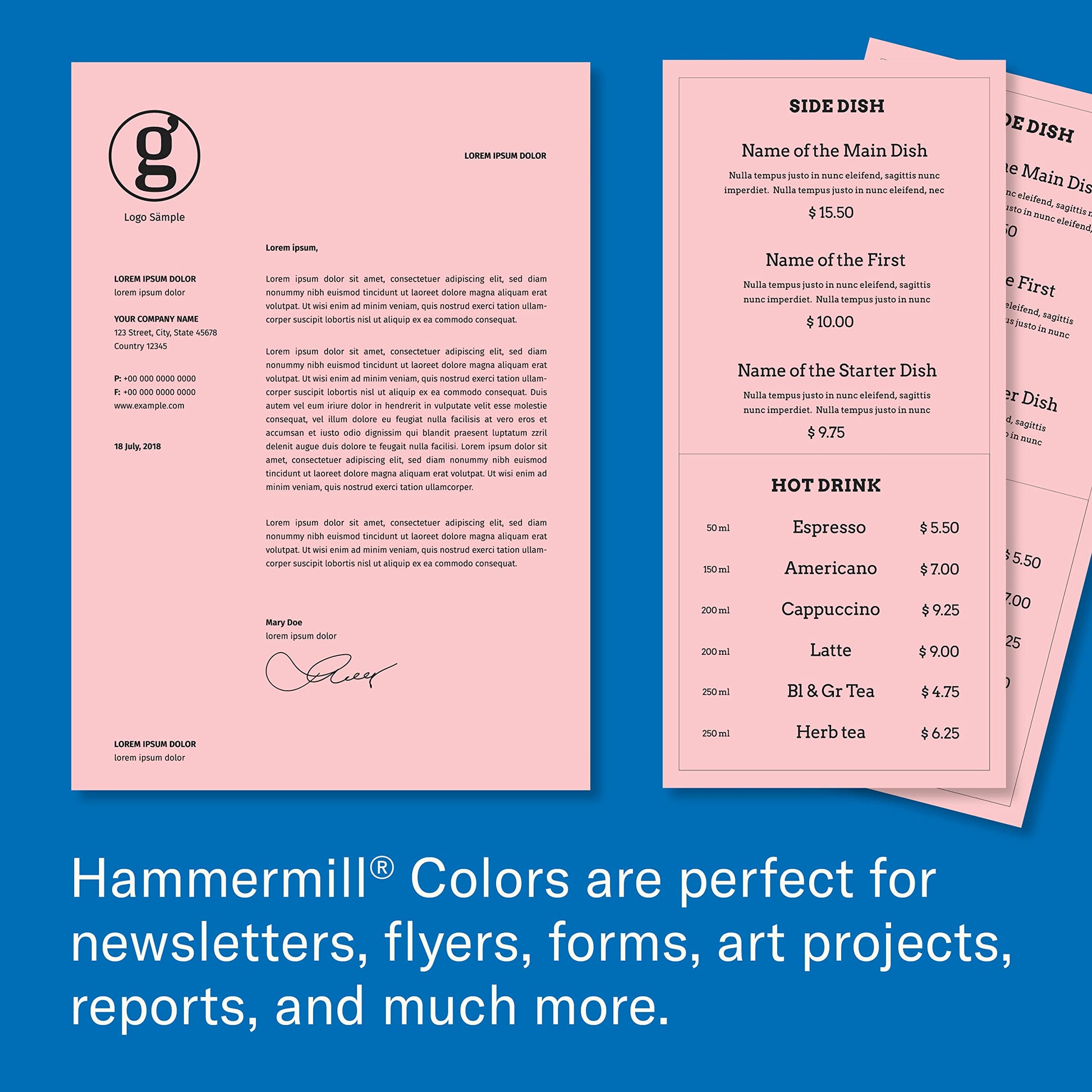 Hammermill Colors Pink, 24lbs, 8.5x11, 500 Sheets/1 Ream, (104463R)