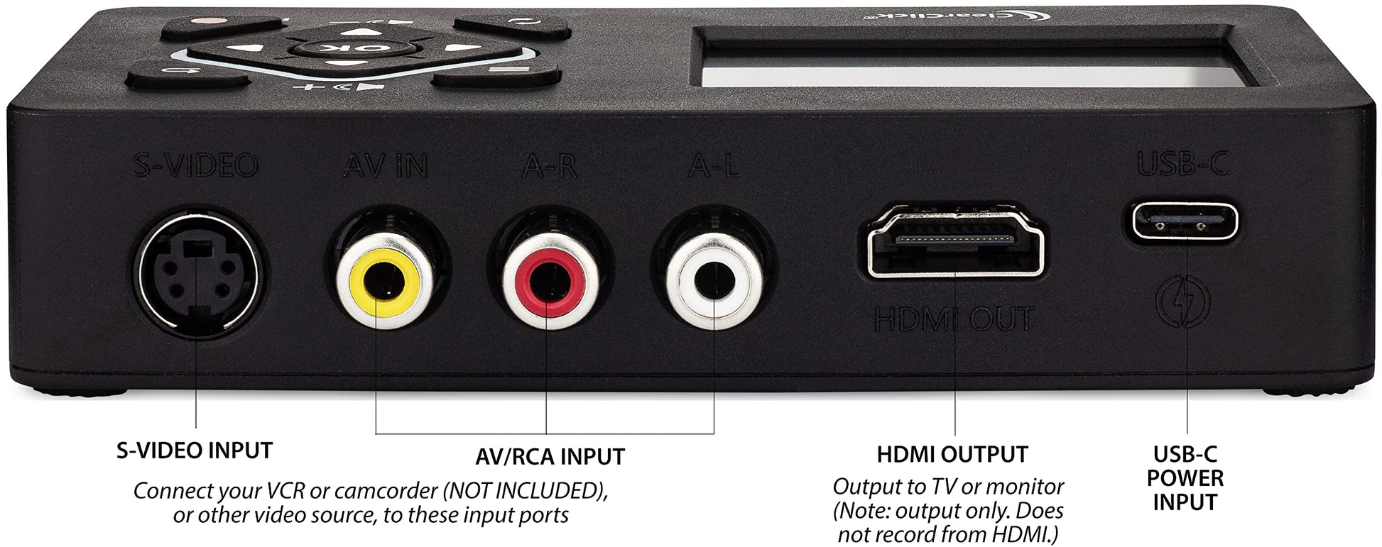ClearClick Video to Digital Converter 2.0 (Segunda generación) Mini edición - Grabar vídeo de VCR, Cintas VHS, AV, RCA, Hi8, videocámara, DVD, Sistemas de Juegos