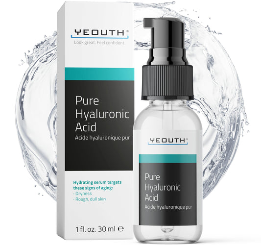 YEOUTH Acido Hialuronico Puro Serum Facial, Sérum Anti-rides à L'Acide Hyaluronique pour le Visage 100%, Cadeaux pour Femmes/ Hommes, Biologique, Végétalien, Fabriqué aux USA 30ml