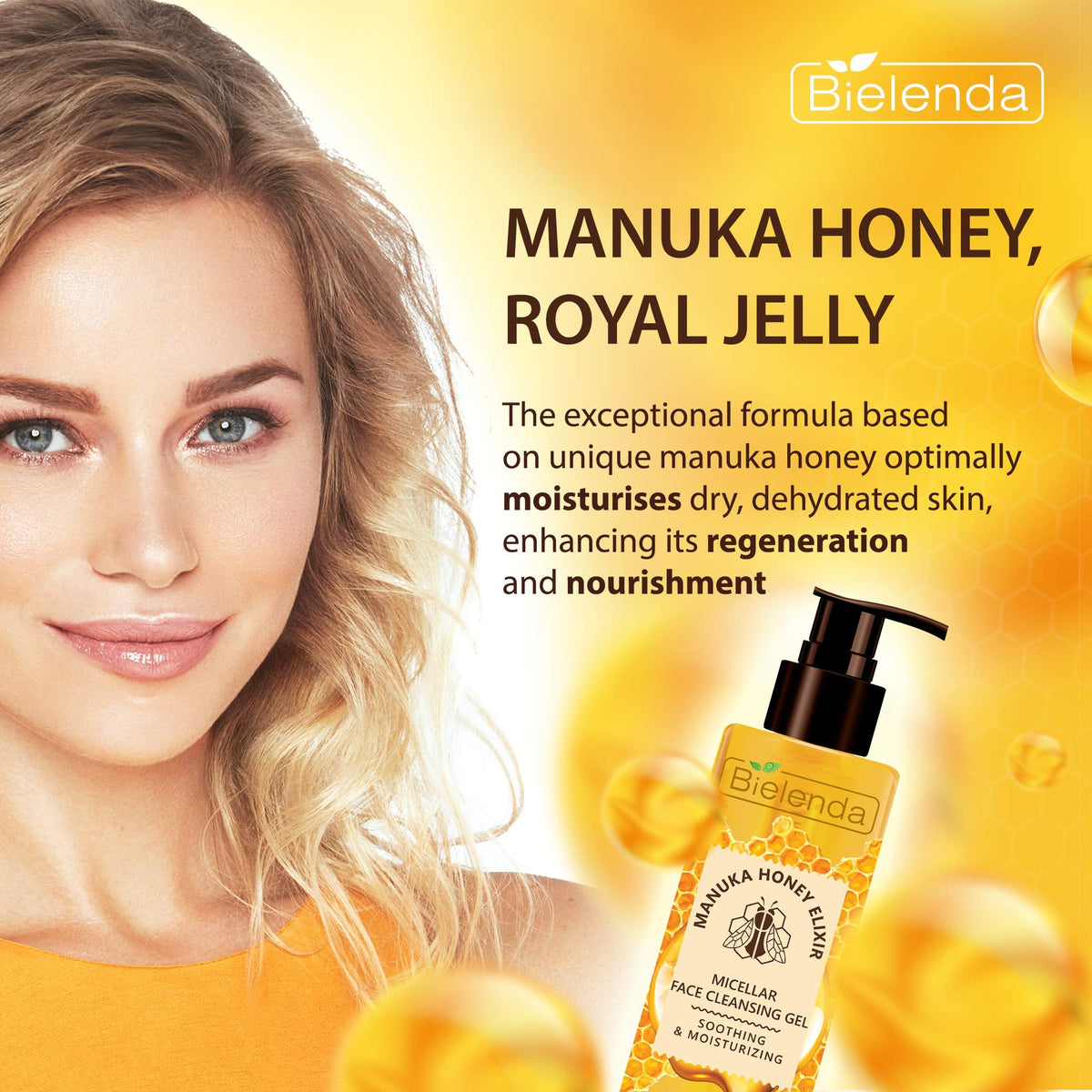 Bielenda- Gel limpiador facial micelar Elexir de miel de Manuka