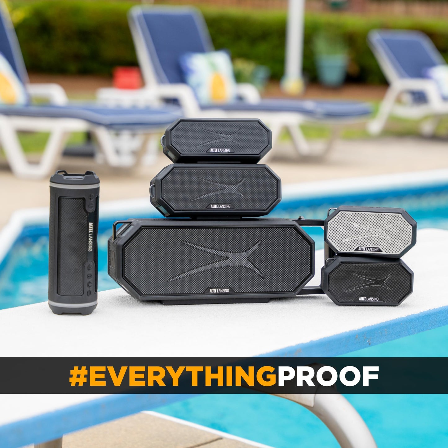 Altec Lansing - Altavoz Bluetooth portátil HYDRAMINI 2.0, IP67 impermeable, altavoz portátil, tiempo de reproducción de 12 horas, emparejamiento inalámbrico, carga rápida USB-C, Bluetooth magnético,