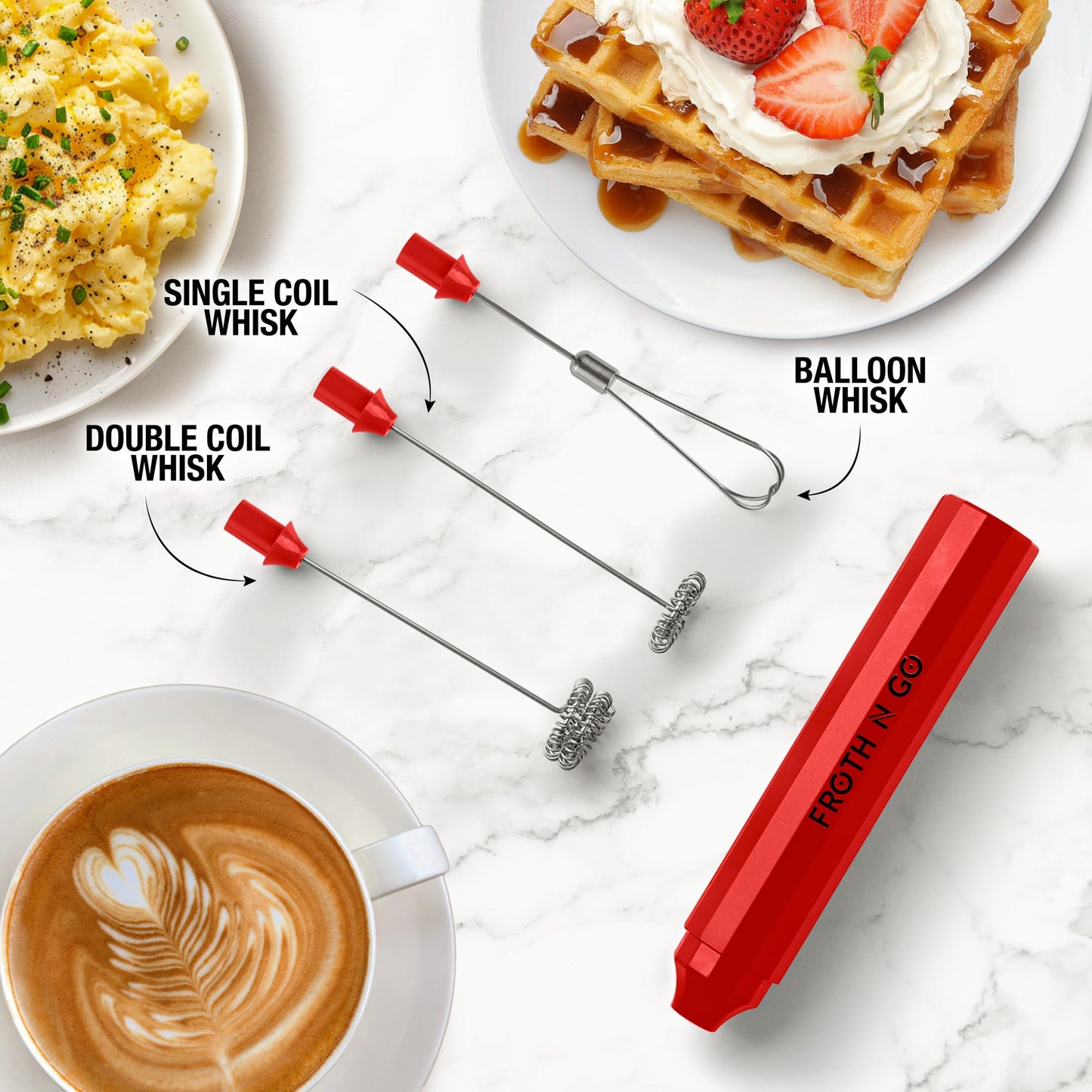 Espumador de Leche Zulay Rojo Recargable 3 en 1 con Funda y Cargador USB-C