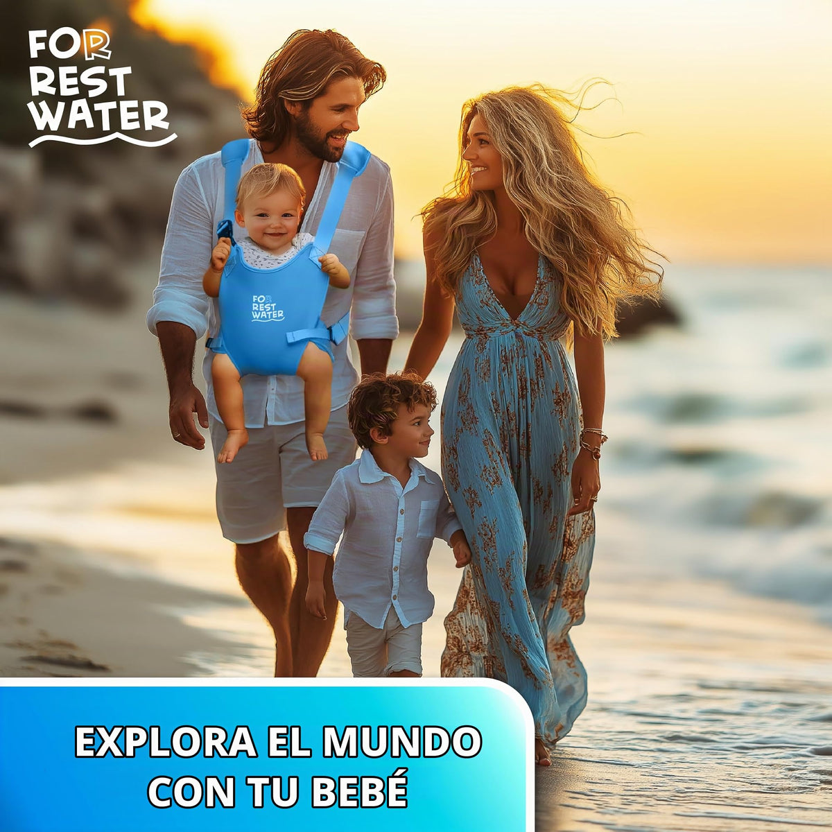 Portabebés para agua de descanso – Eslinga ergonómica de neopreno de alta calidad para diversión en agua y tierra cálida y segura (4-24 meses) – Arnés ajustable para bebés y niños pequeños (Blue)