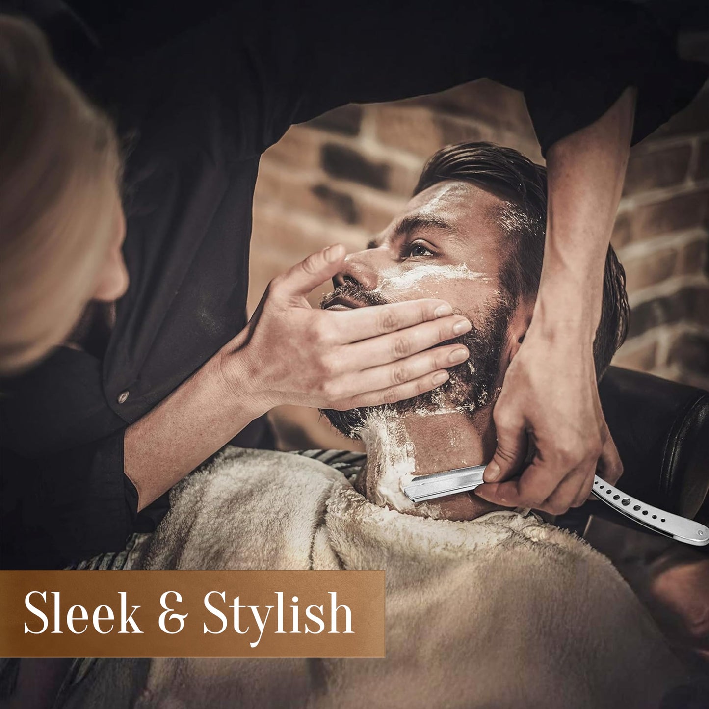 100 Blades + Facón Classic Professional Straight Edge Barber Razor - Salon Quality Cut Throat Shavette