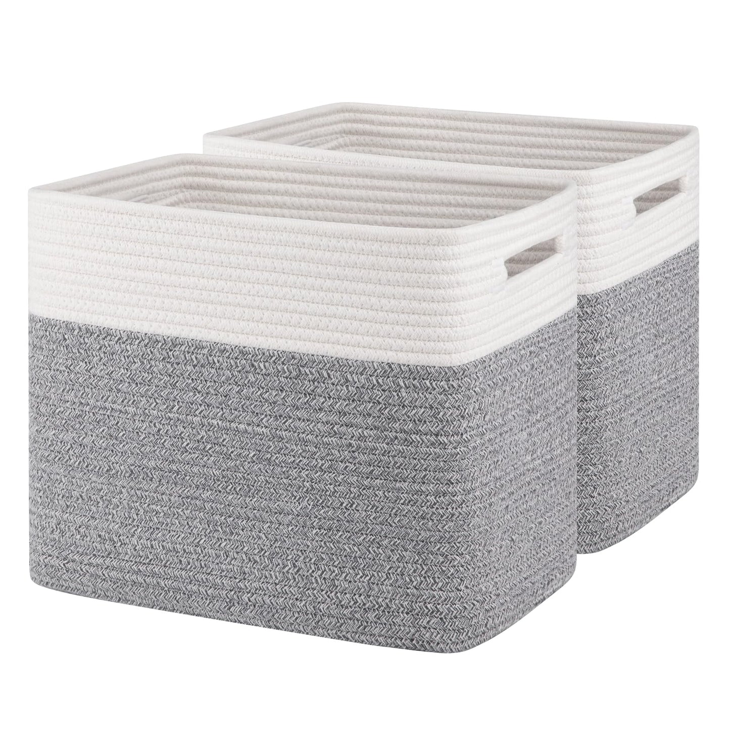 OIAHOMY - Cestas de almacenamiento rectangulares de algodón, 2 unidades, Gris