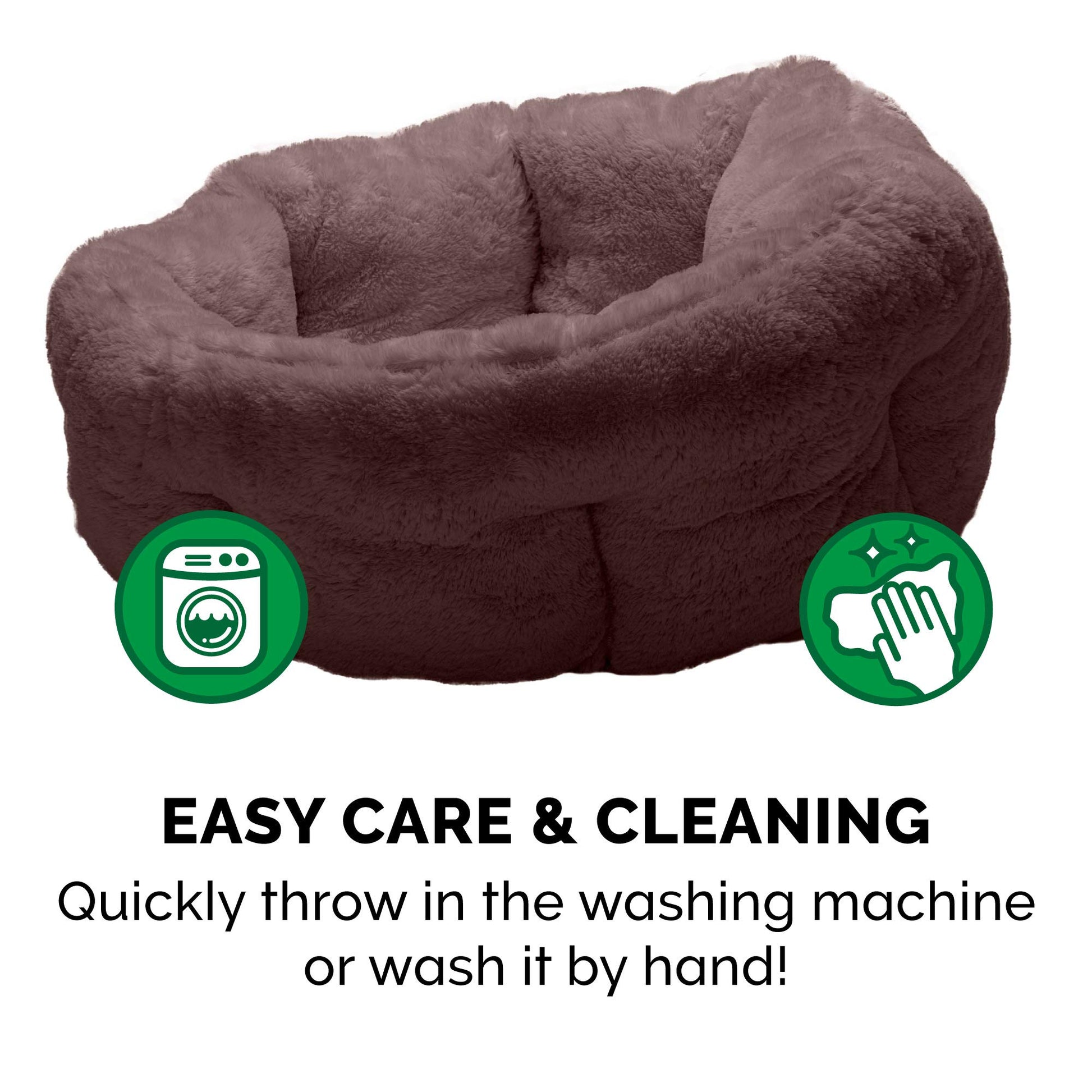 Furhaven 23" Round Medium Dog Bed Hi Lo Self-Warming Luxury Plush Faux Fur Cuddler, Washable - Sable Brown, Medium
