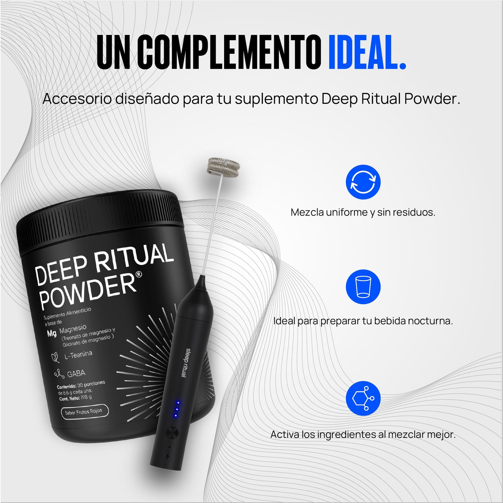 Espumador de Leche Sleep Ritual Recargable Premium de Mano 3 Velocidades