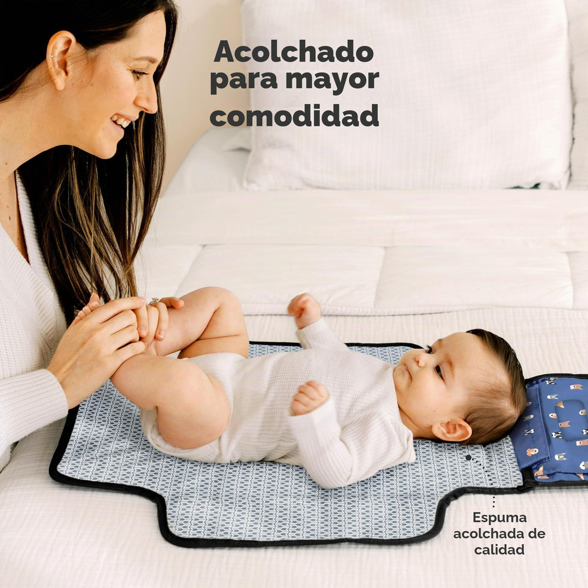 KeaBabies - Cambiador portátil para pañales – Cambiador grande impermeable para bebé, azul, plástico, mat