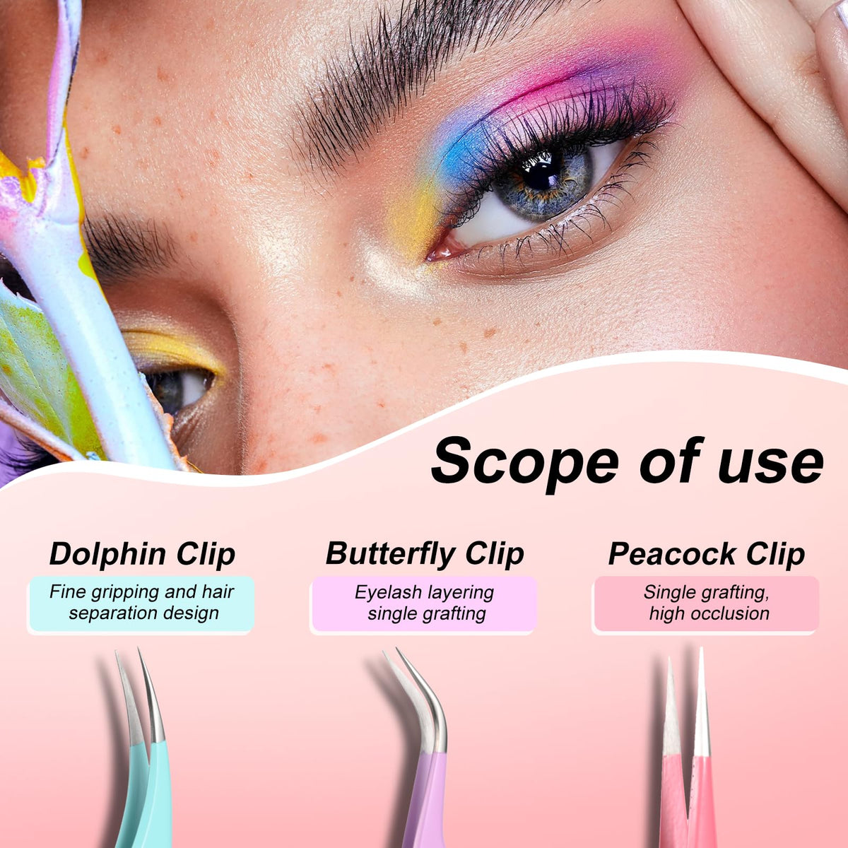 5 pinzas de extensión de pestañas de alta precisión, rectas y curvas para extensiones, pinzas de pestañas para extensiones de pestañas, manualidades, niñas y mujeres principiantes
