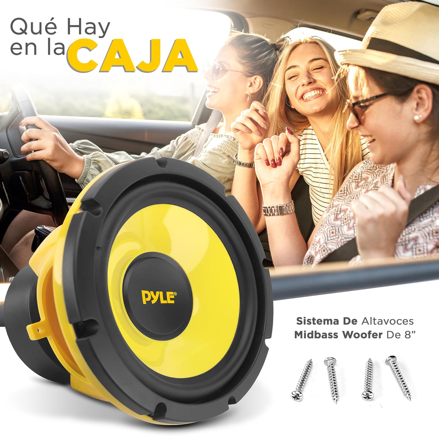 Pyle Bocina para Carro Midbass Pro de 8 Pulgadas, 400 Watts, 4 Ohms, Componentes de Medios Bajos, Bocinas de Sonido de Audio para Estéreo de Auto con Imán de 40 Onzas