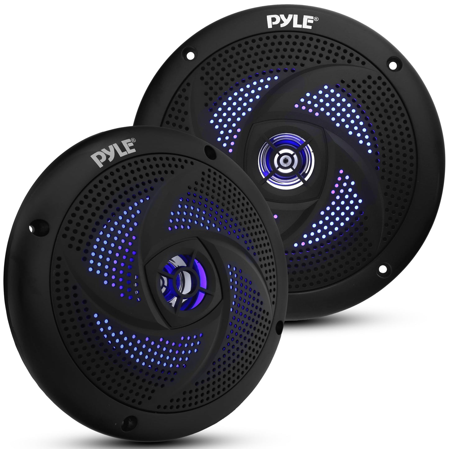 Pyle Bocinas Marinas Dobles de 6.5 Pulgadas. Sistema de Sonido Estéreo para Exteriores Resistente al Agua. Luz LED. Potencia 240 Watts. 1 Par. Negro