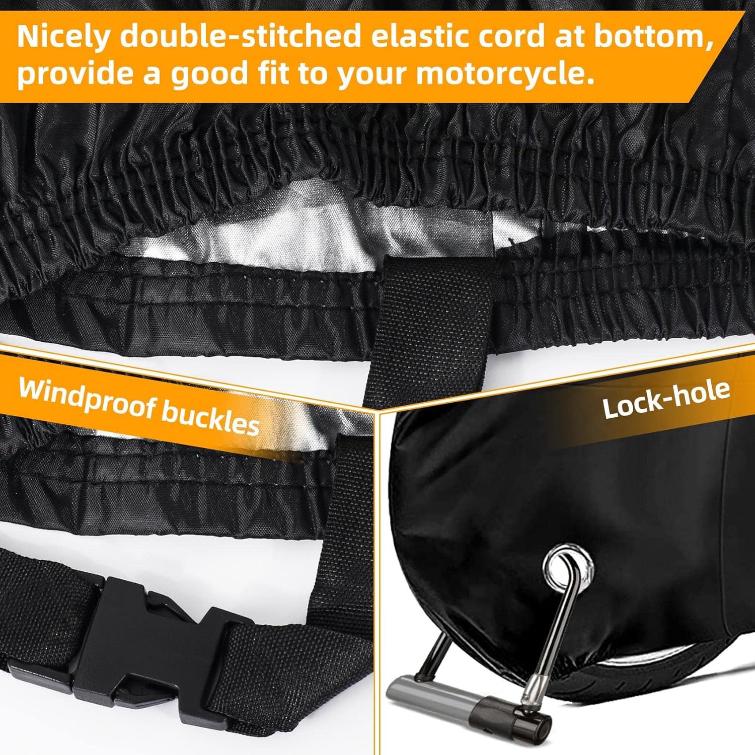 Cubierta Impermeable para Motocicletas,Protección contra el Polvo,Funda universal impermeable para motocicleta con protección solar,Cubierta para Scooter de Motor, Lona con Orificios de Bloqueo