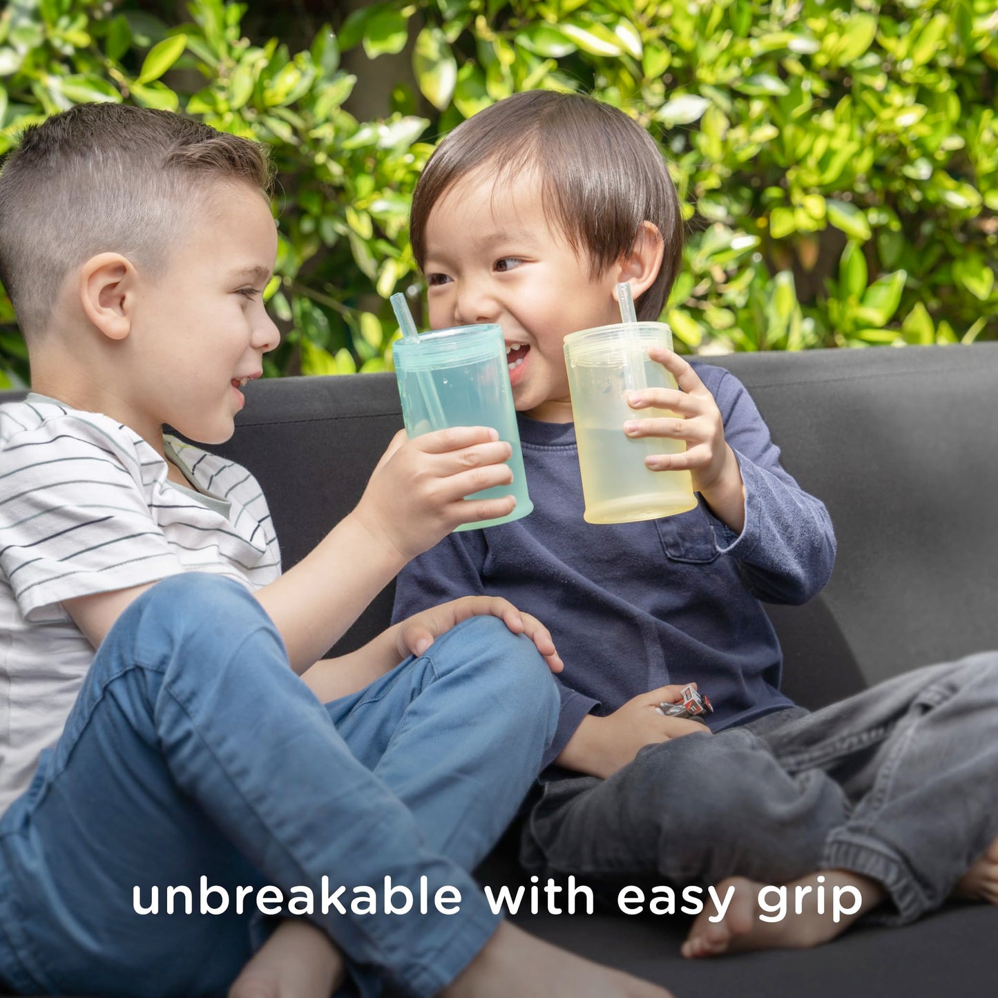 Olababy - Taza de entrenamiento de silicona transparente con tapa de pajita, entrenador de sorbos para niños de 12 meses, tazas irrompibles para beber agua para niños de 2 años, suministros de destete