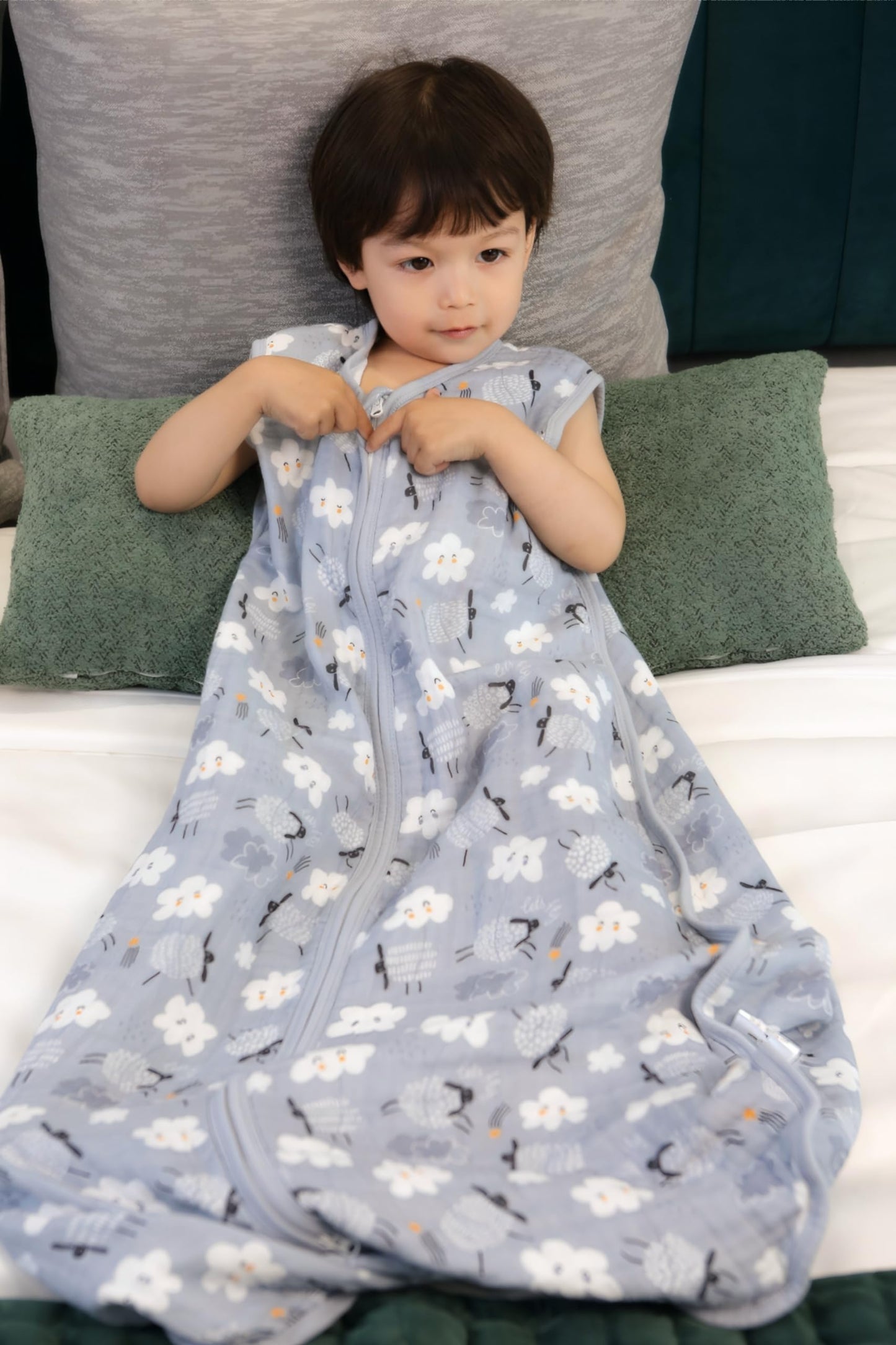 TADO MUSLIN - Saco de dormir para bebé de 2 a 4 T, manta portátil para bebé, 100% algodón orgánico, 0.5 TOG, sacos de dormir para niños pequeños, cierre de 2 vías, suave, 4 capas, 2T, 3T, 4T, ovejas