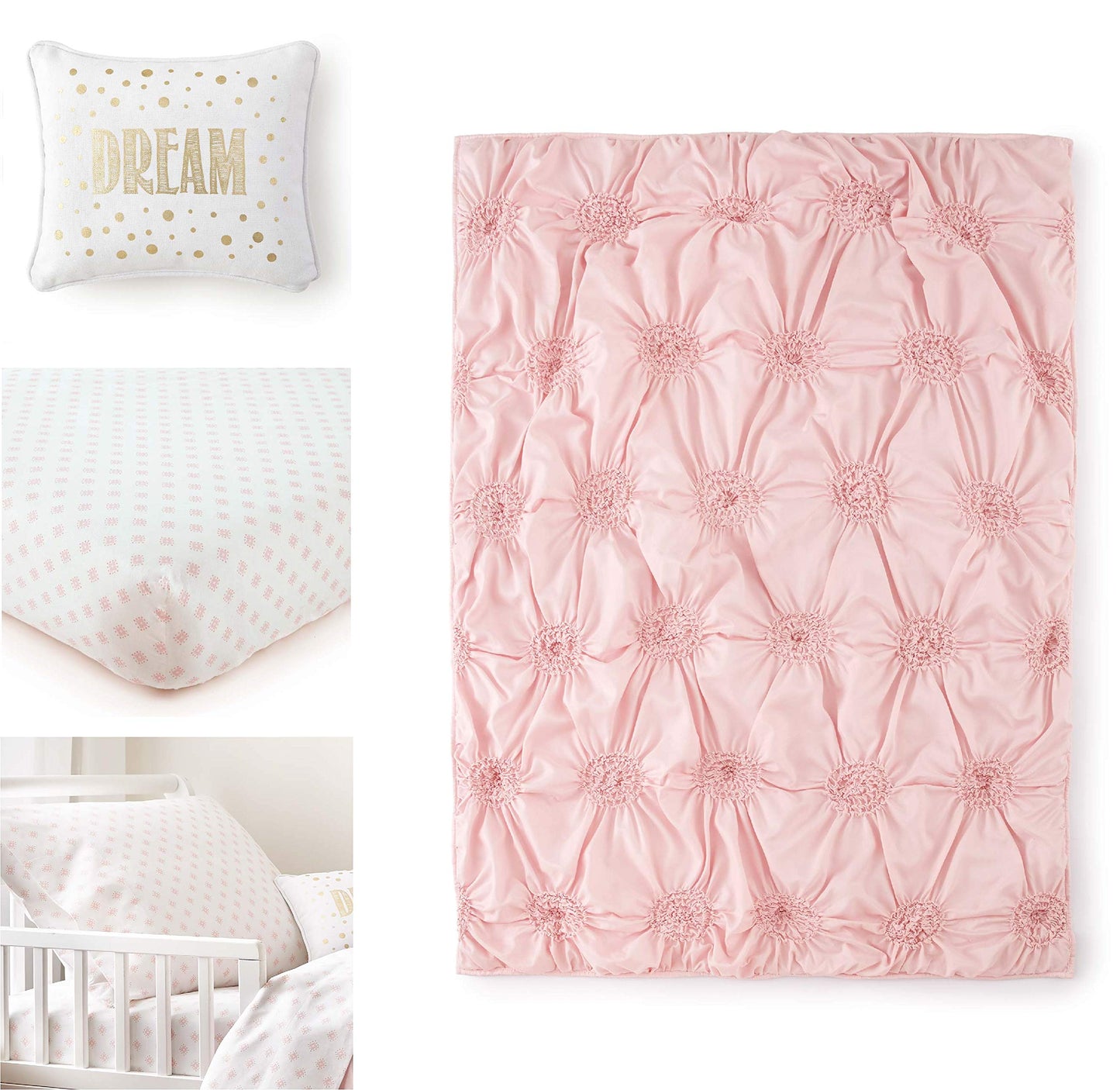 Levtex Home Baby Willow 5 Piece Toddler Bedding Set, Pink