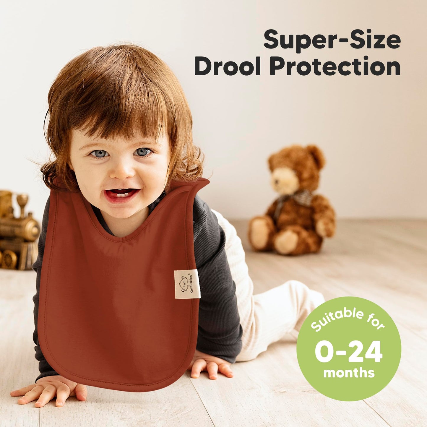 KeaBabies - Paquete de 8 baberos para bebés para niños y niñas, baberos sin botones para la dentición, bebé niña y niño pequeño, recién nacido, suave y absorbente, colores bonitos, cobertura grande