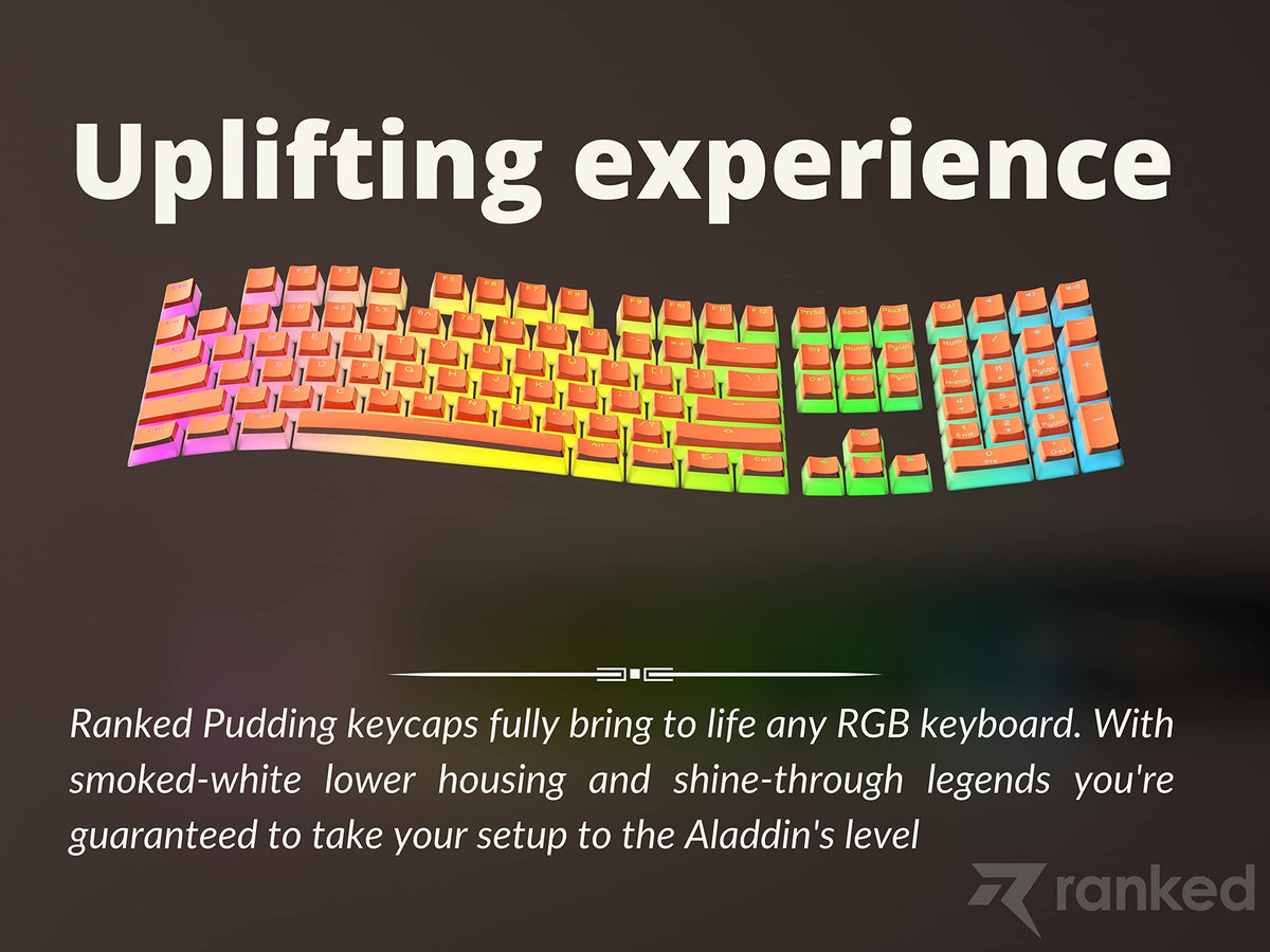 Teclas PBT Ranked Coral Diseño Translúcido ANSI e ISO Perfil OEM para Teclado Mecánico RGB