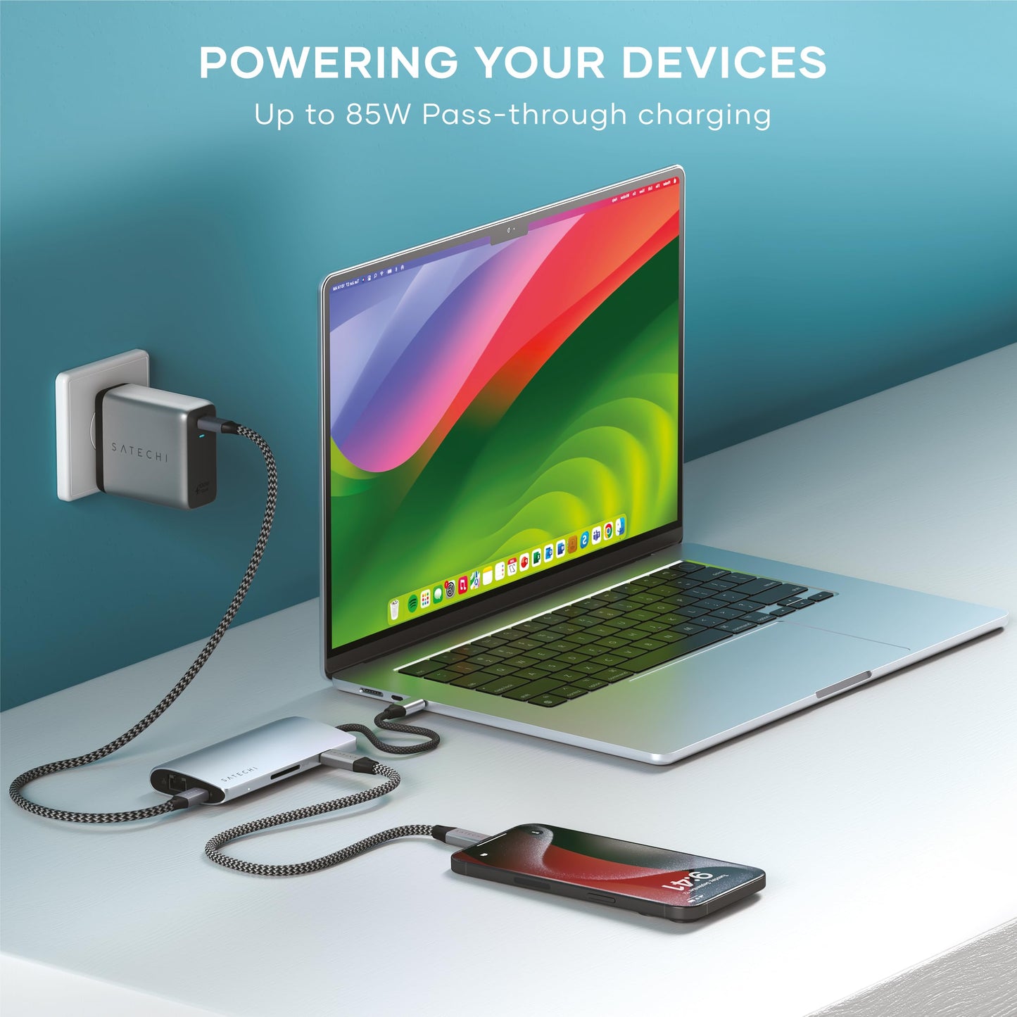 Hub USB C SATECHI Plateado 8 en 1 Adaptador Multipuerto para Laptop y Tablets