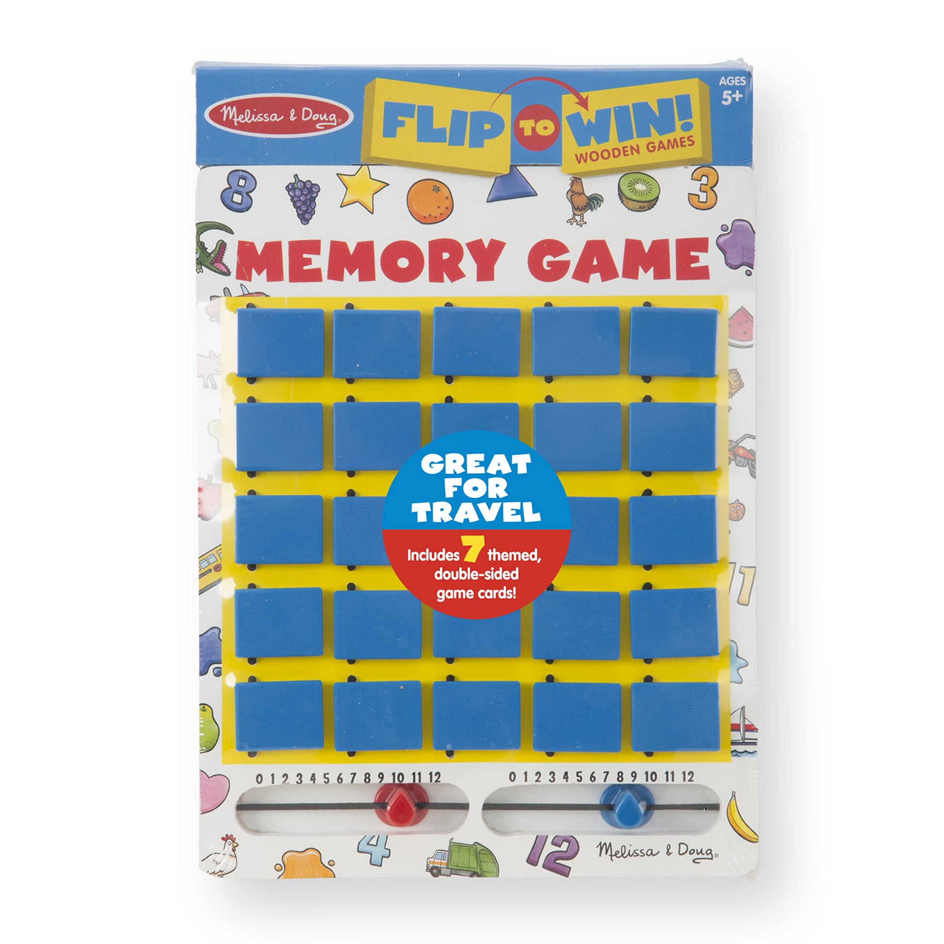 Juego de Memoria Melissa & Doug Voltea-y-Gana Juegos Para Viajes de Mesa 7 Tarjetas de Doble Cara