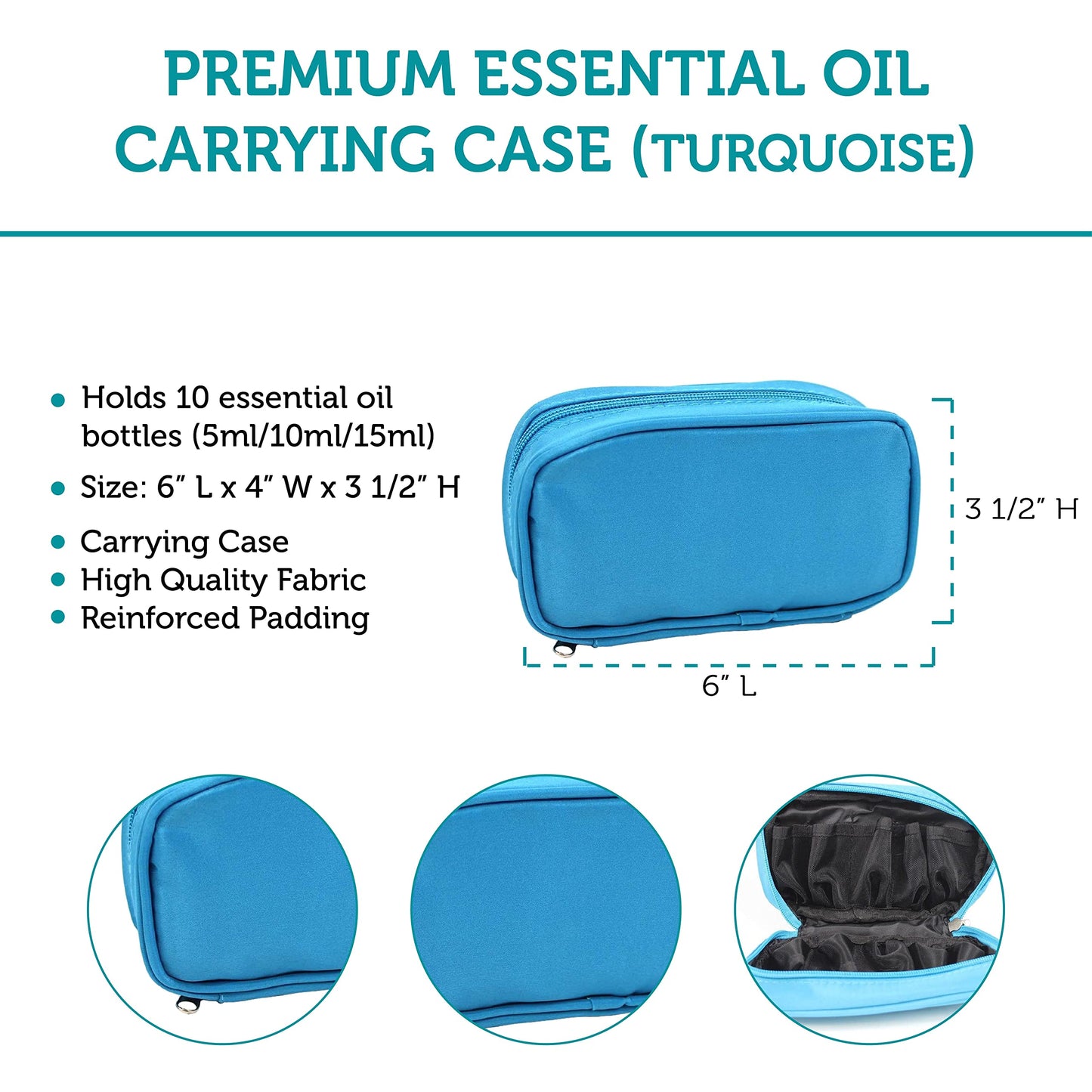 Estuche de transporte de aceite esencial de alta calidad con capacidad para 10 botellas, verde azulado, Viajes