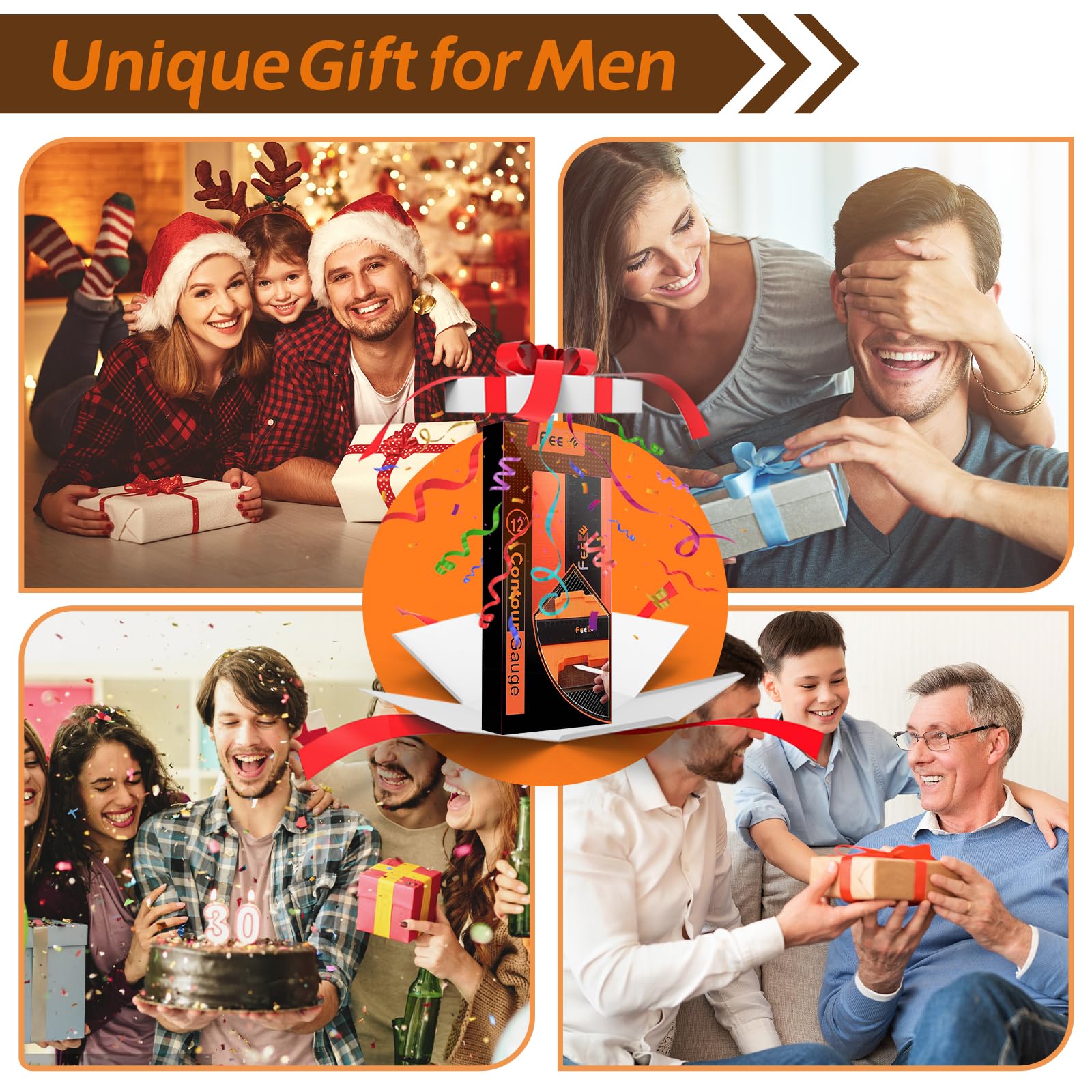 Medidor de Contorno con Herramienta de Perfil de Bloqueo 12 Pulgadas para Hombre