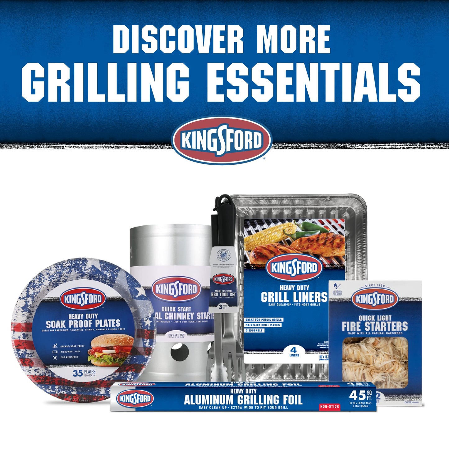 Revestimientos Desechables Kingsford Alta Resistencia de Aluminio Duraderos para Parrilla