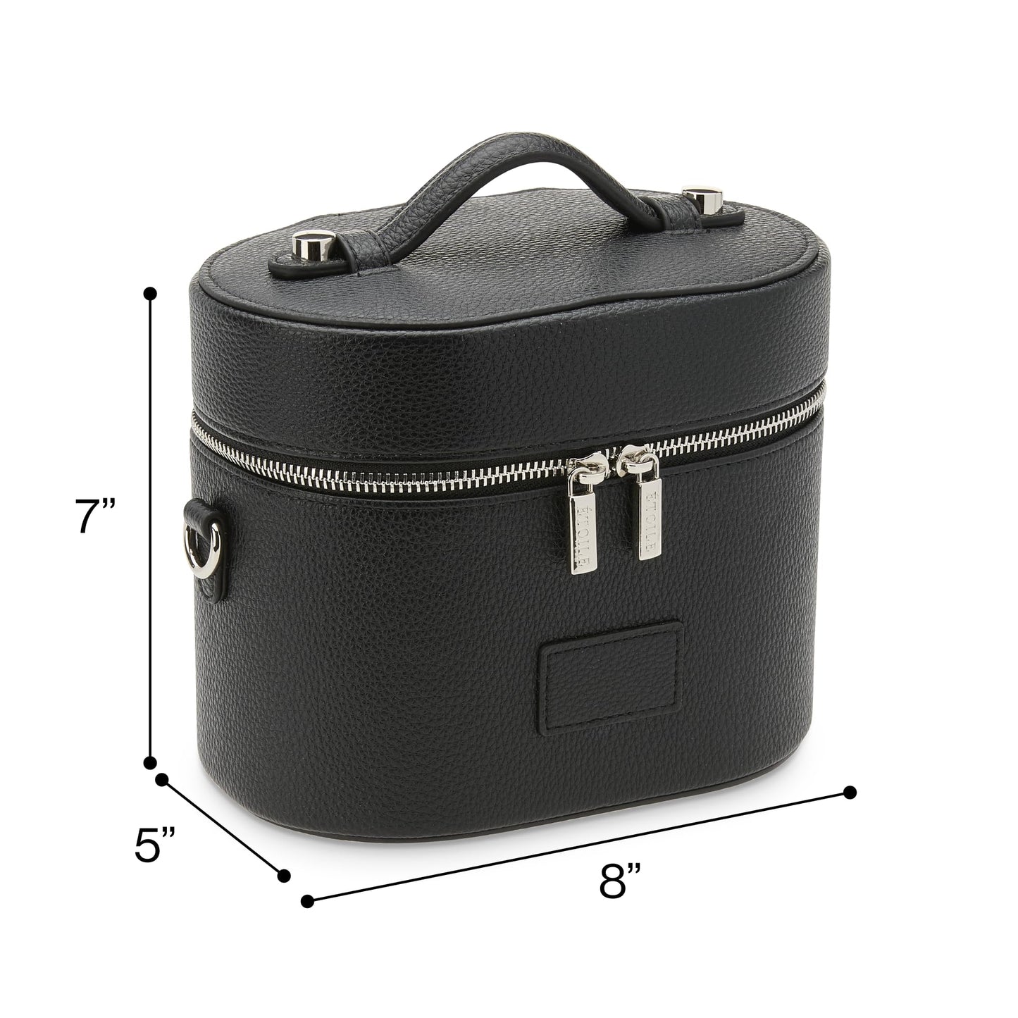 ETOILE - Estuche de aseo ovalado, organizador de bolsa de maquillaje de viaje con correa para el hombro y divisor extraíble, Negro -, Mini estuche de viaje cosmético