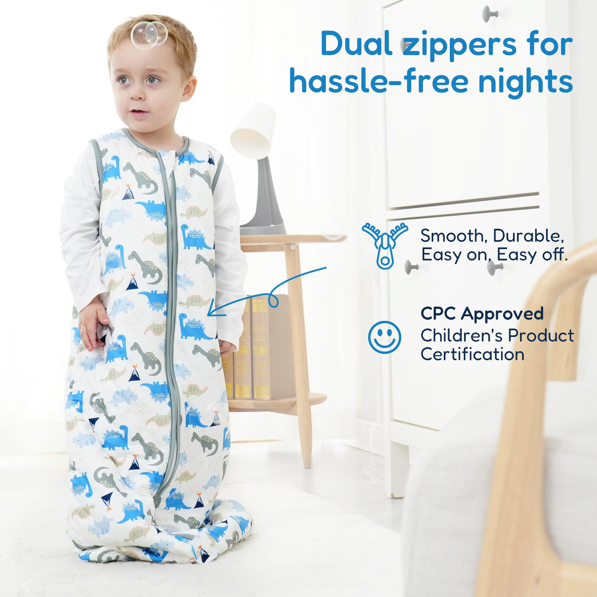 TotAha - Saco de dormir para niños pequeños, 1.0 TOG, 2T-3T-4T, saco de
