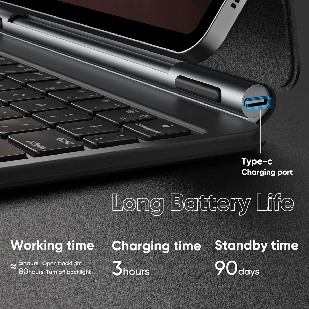 Teclado Retroiluminado zienstar Negro con Trackpad para Samsung Galaxy Tab S10 Lite/FE/S9 FE/S9/S8/S7