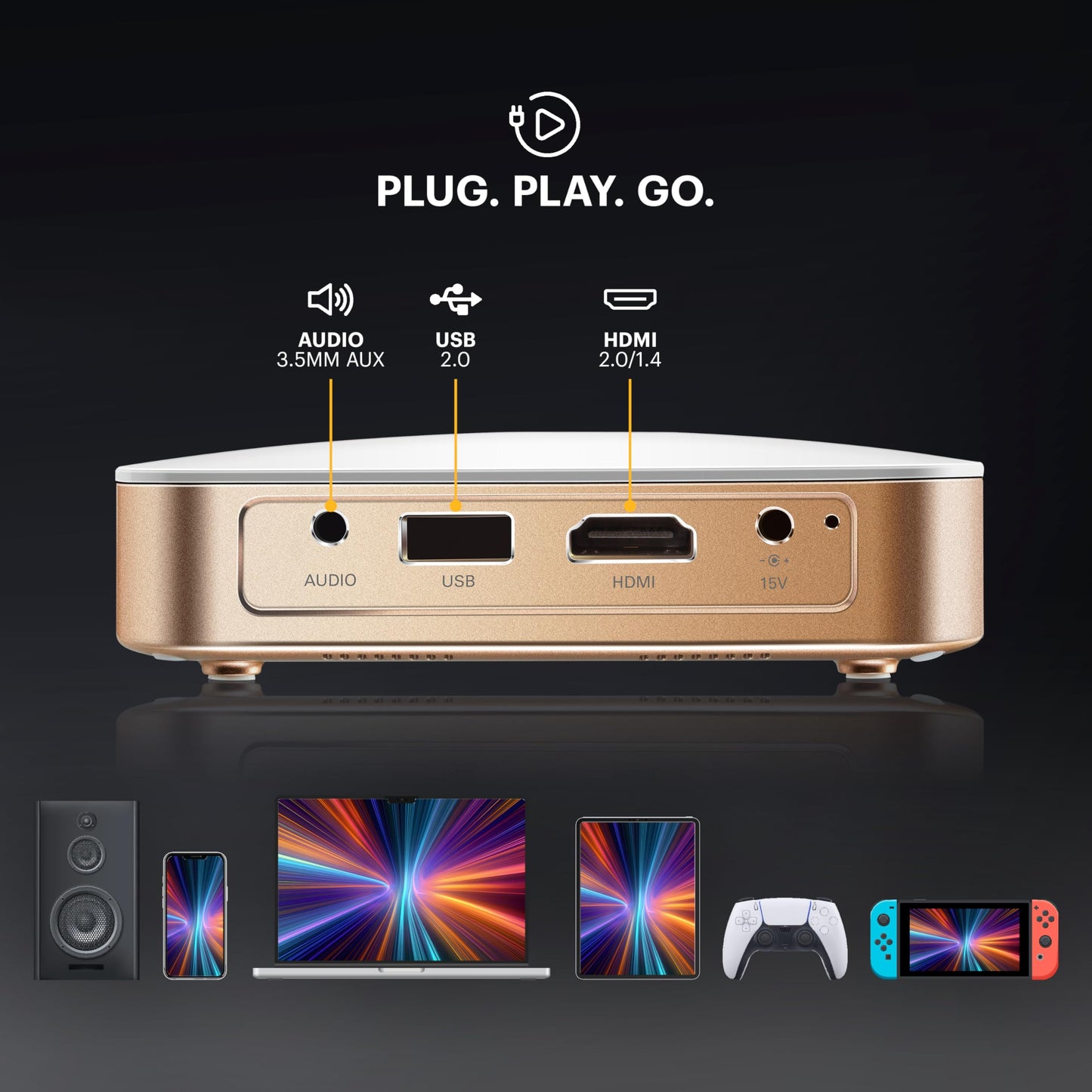 Kodak Luma 350 Proyector portátil inteligente – Proyector de video Wi-Fi recargable con sistema operativo Android, espejo de visualización, control remoto y aplicación Luma, incluye estuche de