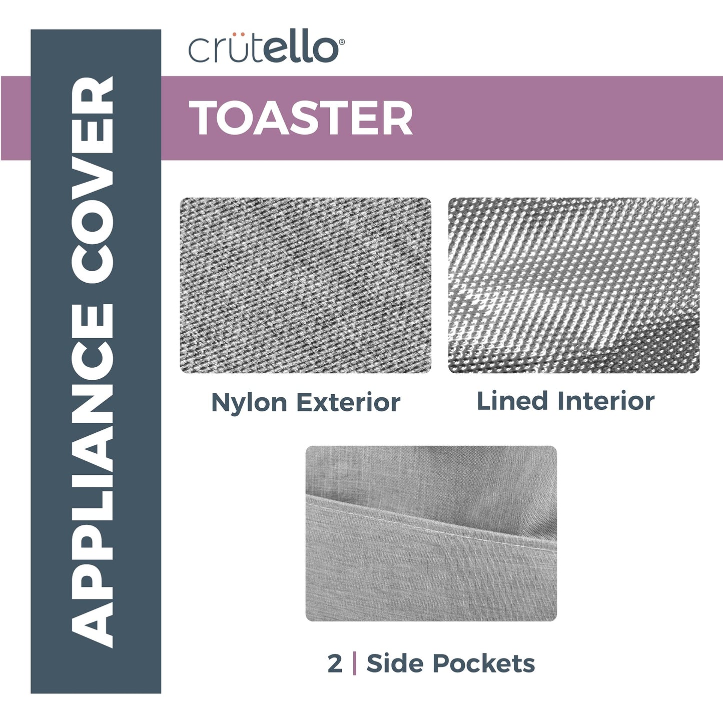 Crutello - Funda para tostador de 4 rebanadas con bolsillos de almacenamiento, para tostador de 4 rebanadas, cubiertas para polvo para electrodomésticos pequeños