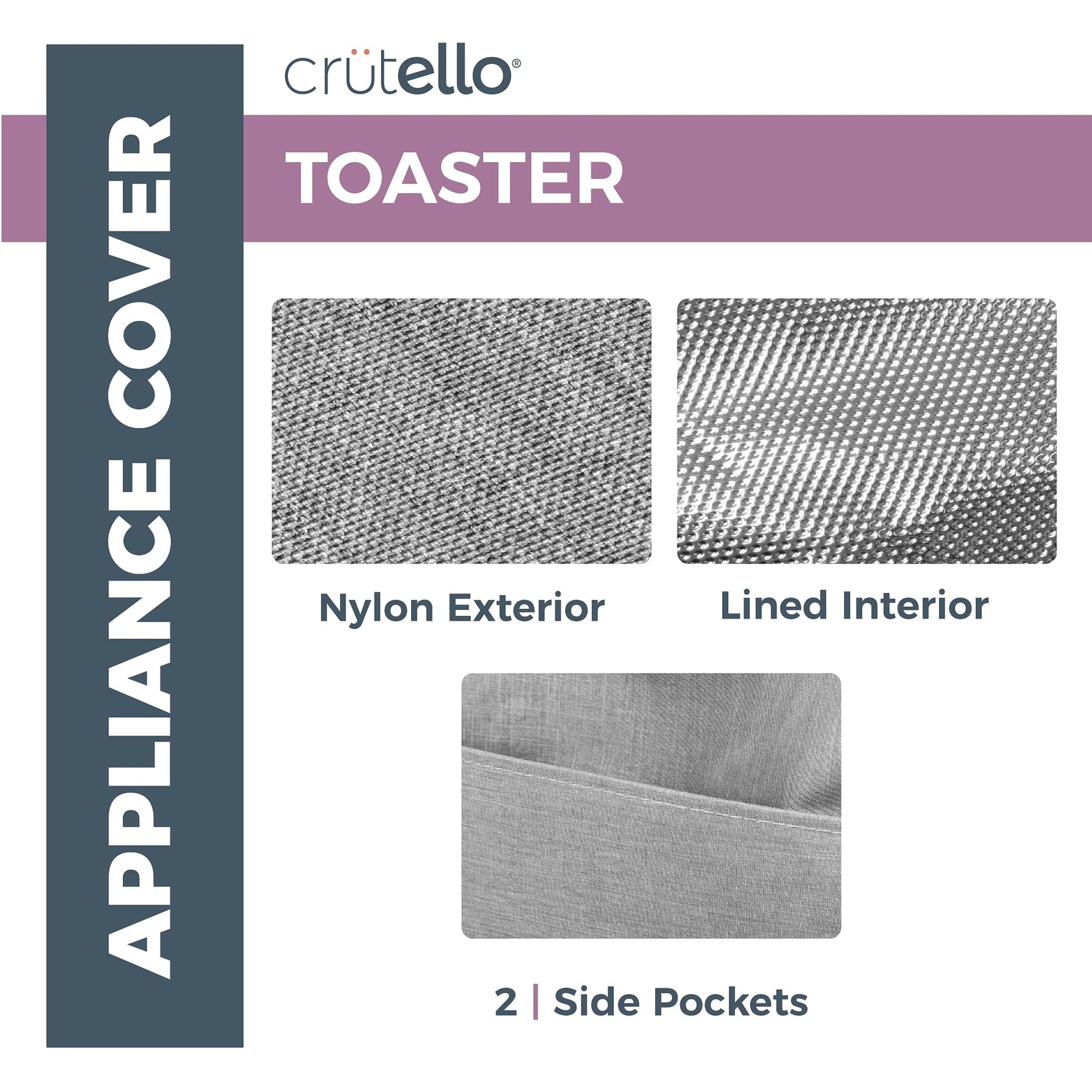 Crutello - Funda para tostador de 4 rebanadas con bolsillos de almacenamiento, para tostador de 4 rebanadas, cubiertas para polvo para electrodomésticos pequeños