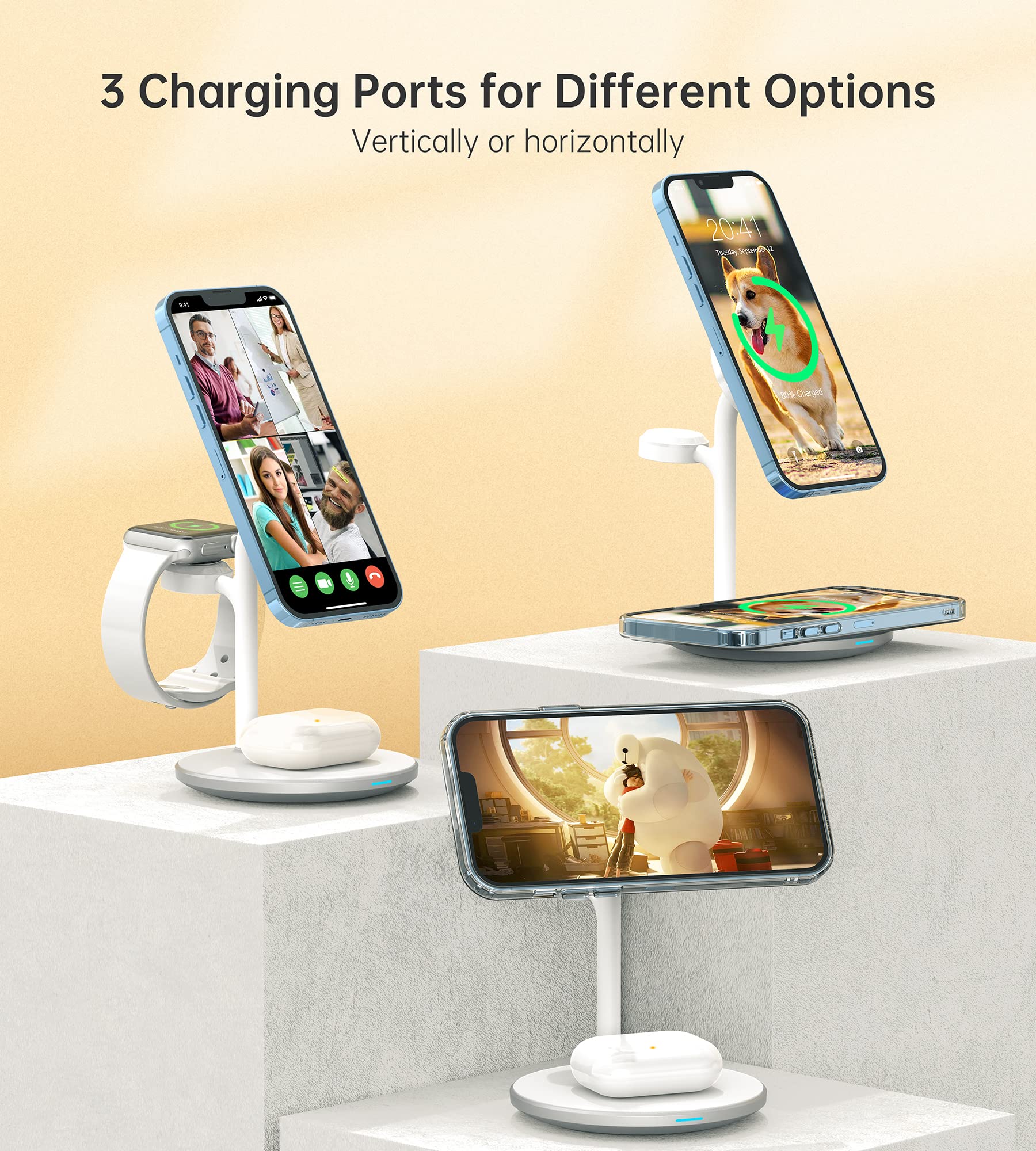 Estación de Carga inalámbrica Apple Negra 15 W con Adaptador 20 W para iPhone y iWatch