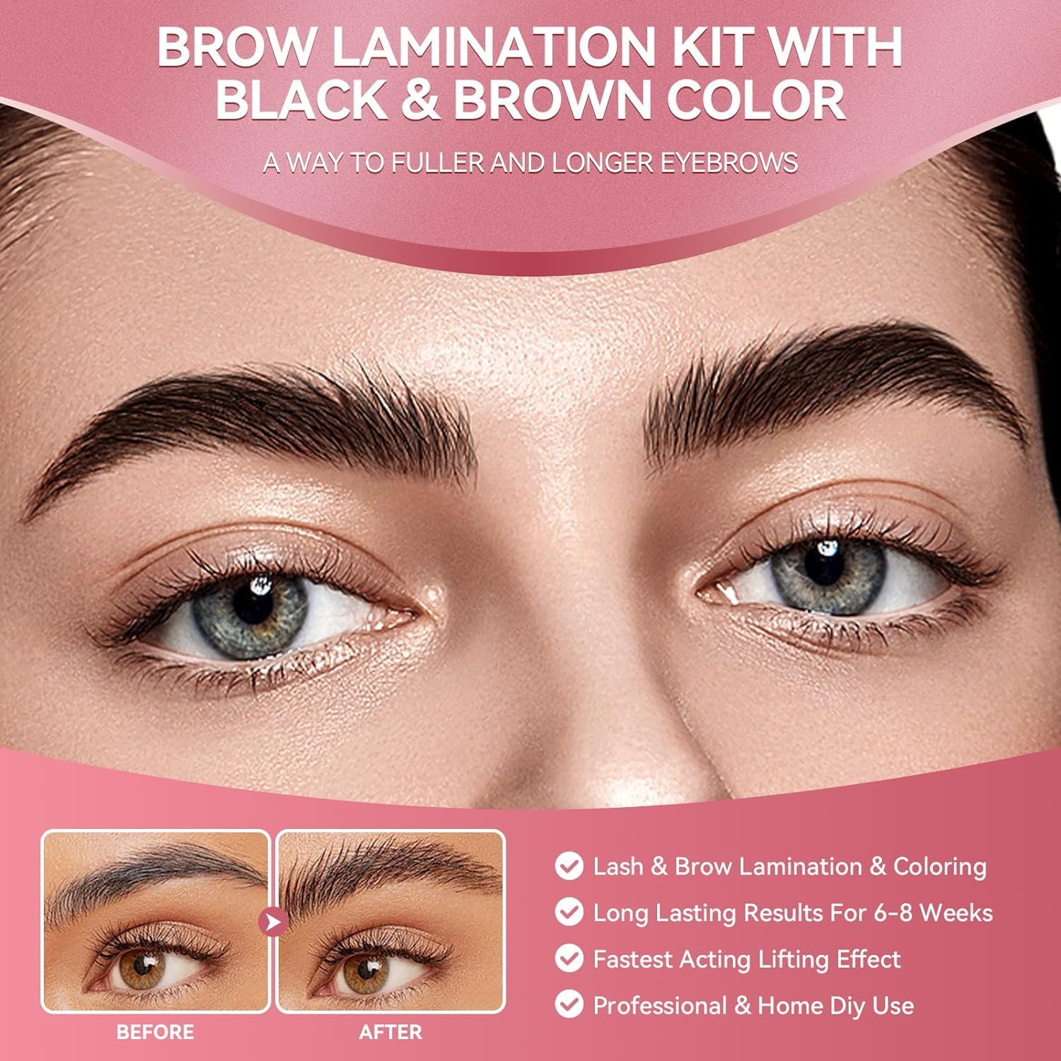 Kit de Levantamiento y Coloreado de Cejas Kit de Laminación de Cejas con Color Negro Elevación Rápida y Coloración Voluminosa con Herramientas Completas DIY Eyebrow Perm Use at Home & Salon Supplies (B)