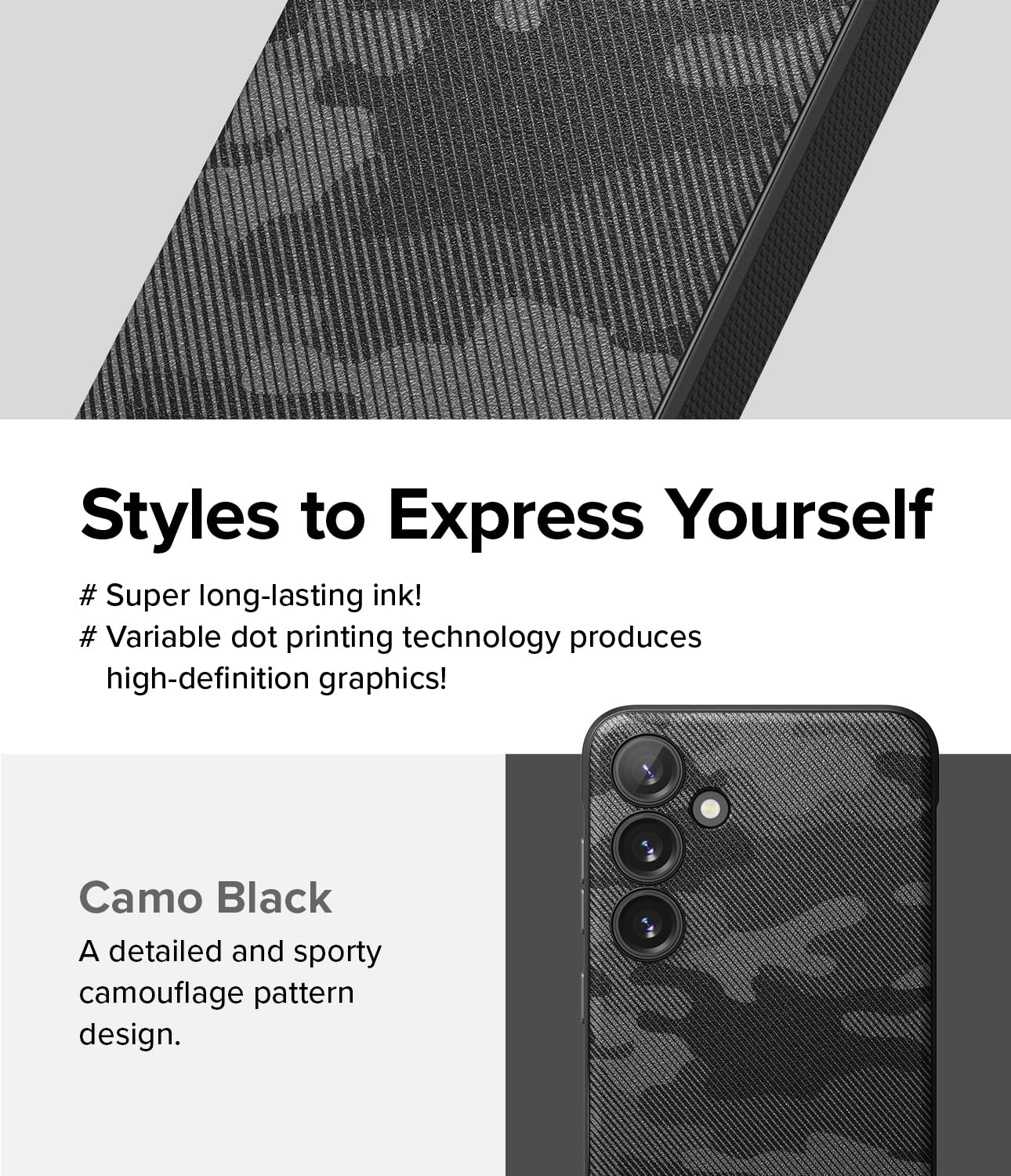Funda Samsung Galaxy S24 Plus Ringke Onyx Camo Black Antihuellas y Antideslizante