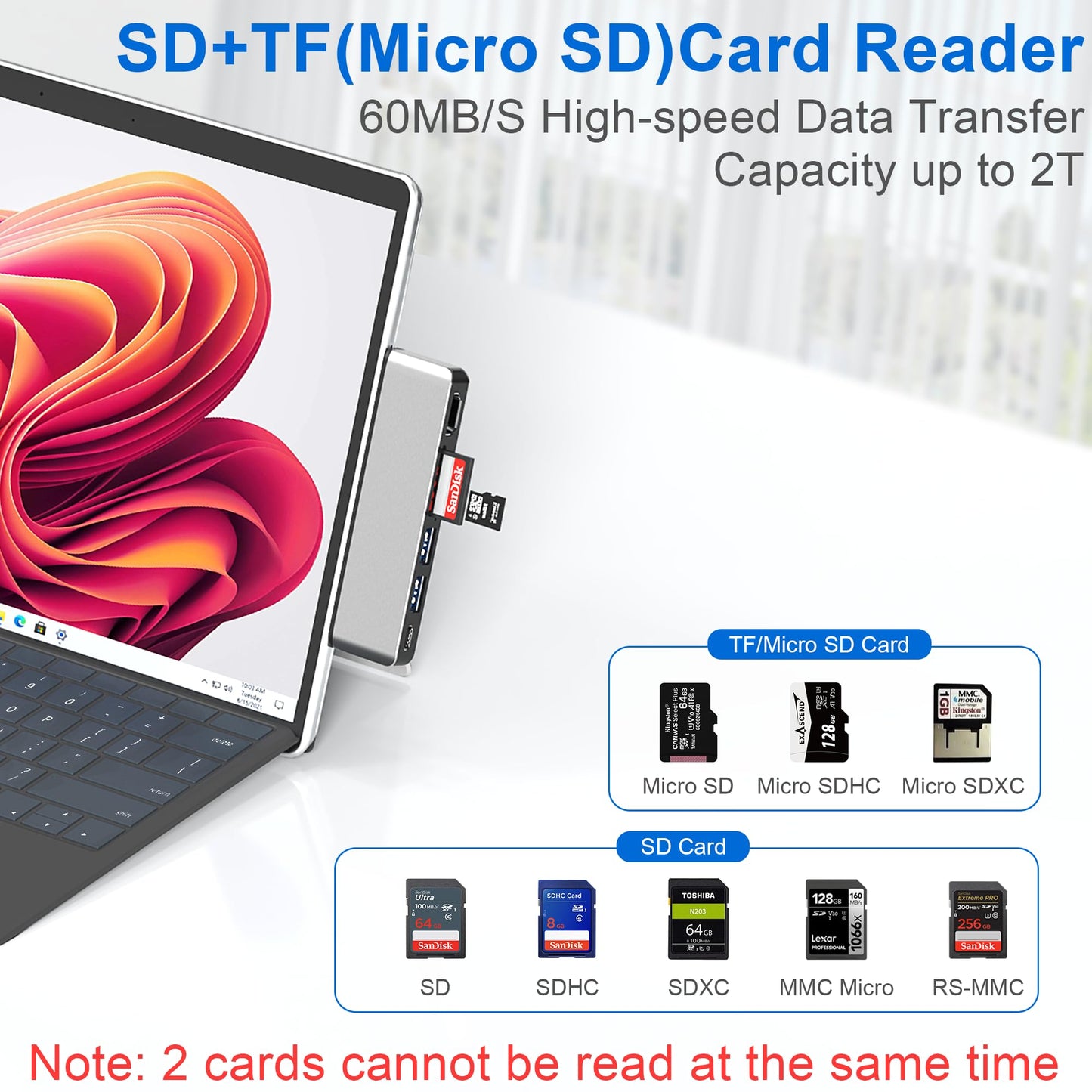 Estación de Acoplamiento USB para Surface Pro 9 10 11 X con HDMI 4K USB-C Thunerbolt 4 100W de Carga y Accesorios USB 3.0 SD TF Hub