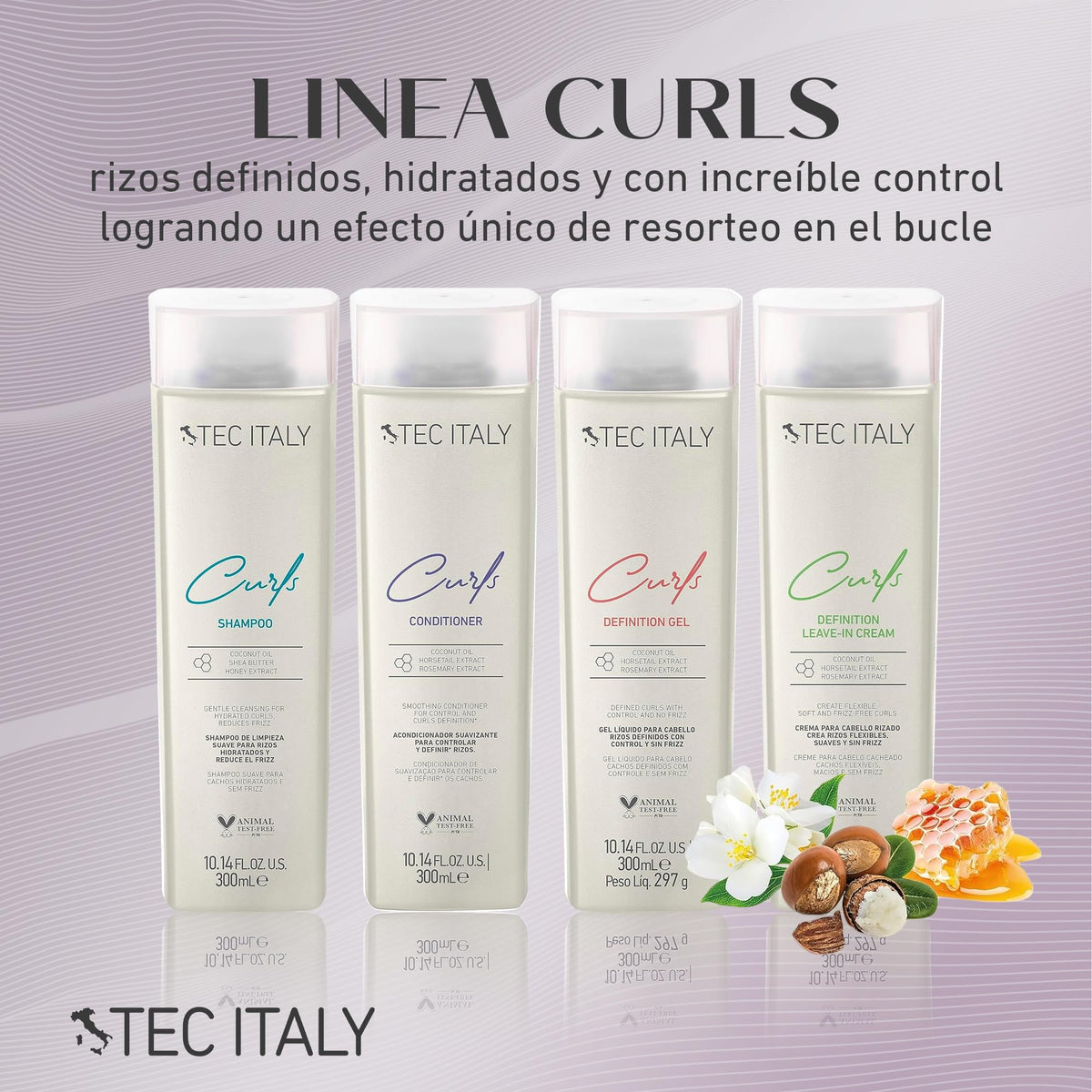 TEC ITALY Curls Gel Definition Define Rizos Fijación Media Antifrizz 300 ml