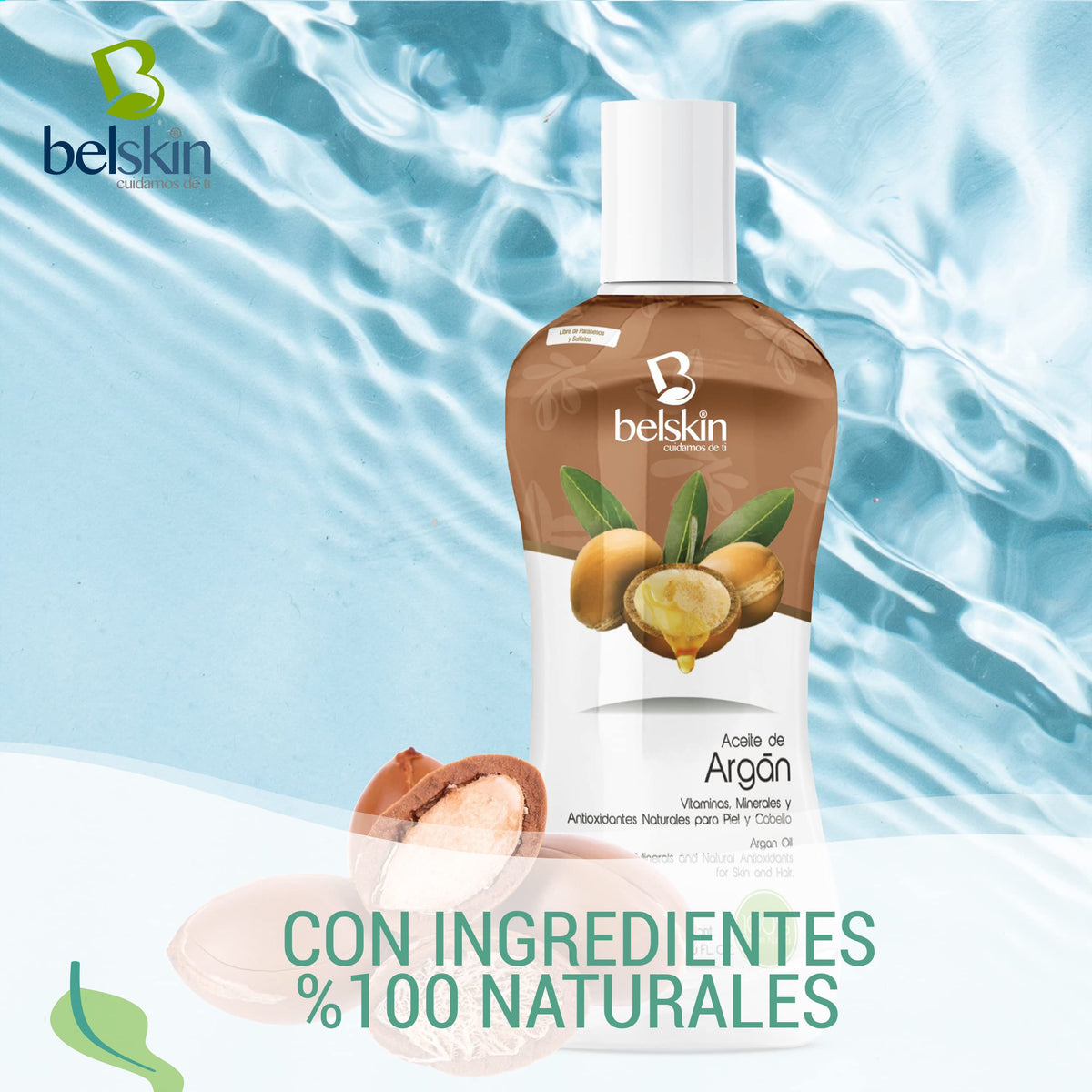 BELSKIN Pack 6 Aceites Naturales 120ml c/u | Almendras, Coco, Ricino, Olivo, Argán, Aguacate | Para Rostro, Cuerpo y Cabello