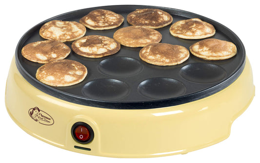Bestron Poffertjes - Mini tortitas con revestimiento antiadherente Sweet Dreams, 800 W, color amarillo