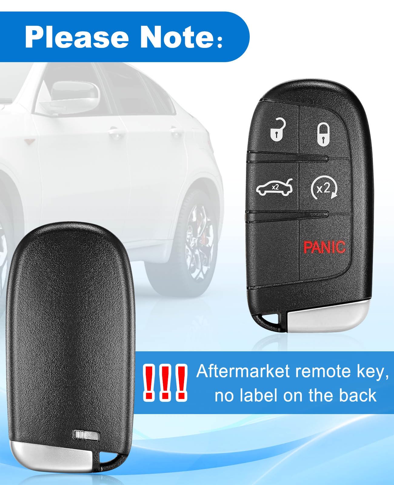 CAUORMOTE Llave de coche con control remoto para Dodge Dart Charger Challenger Chrysler 300 (M3N-40821302), juego de 2