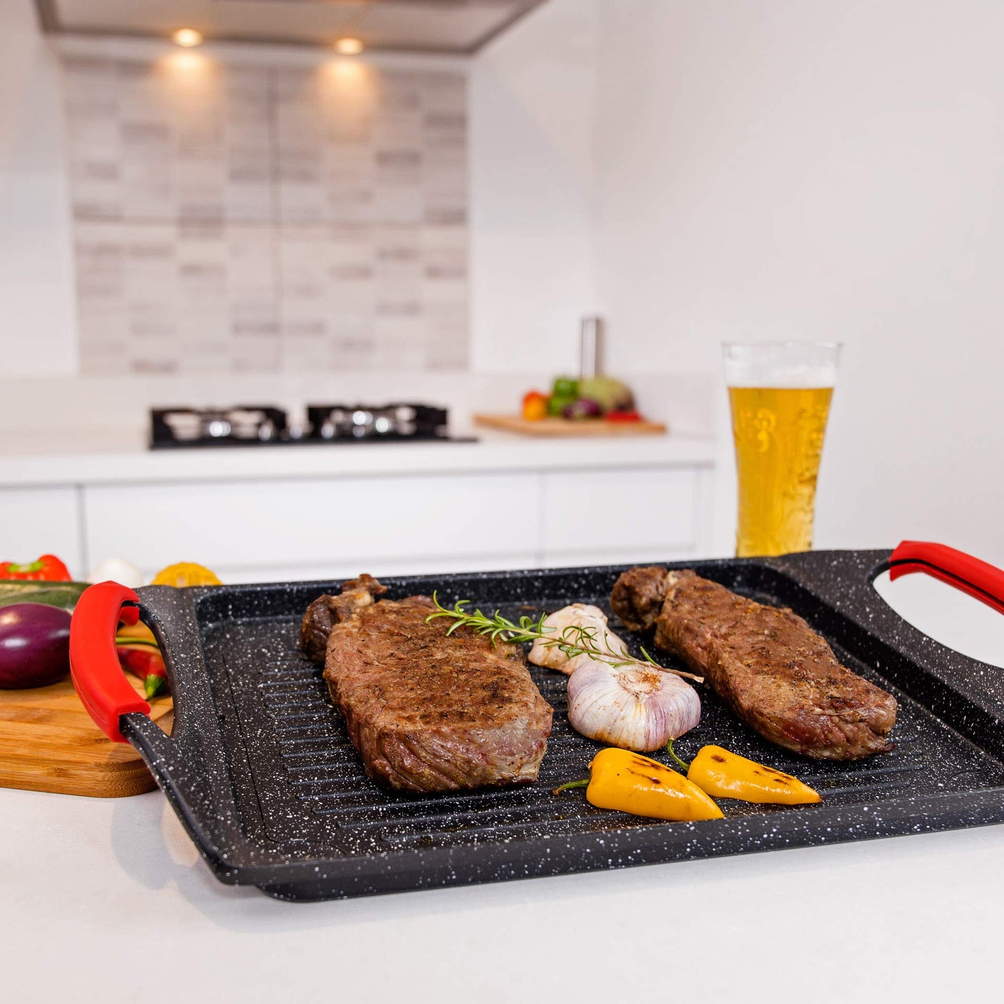 Parrilla de Aluminio Moss & Stone Rectangular Antiadhesiva para Cocina